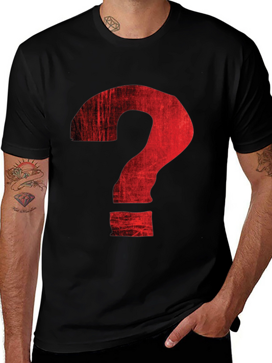 Distressed Red Question Mark Graphic T-Shirt