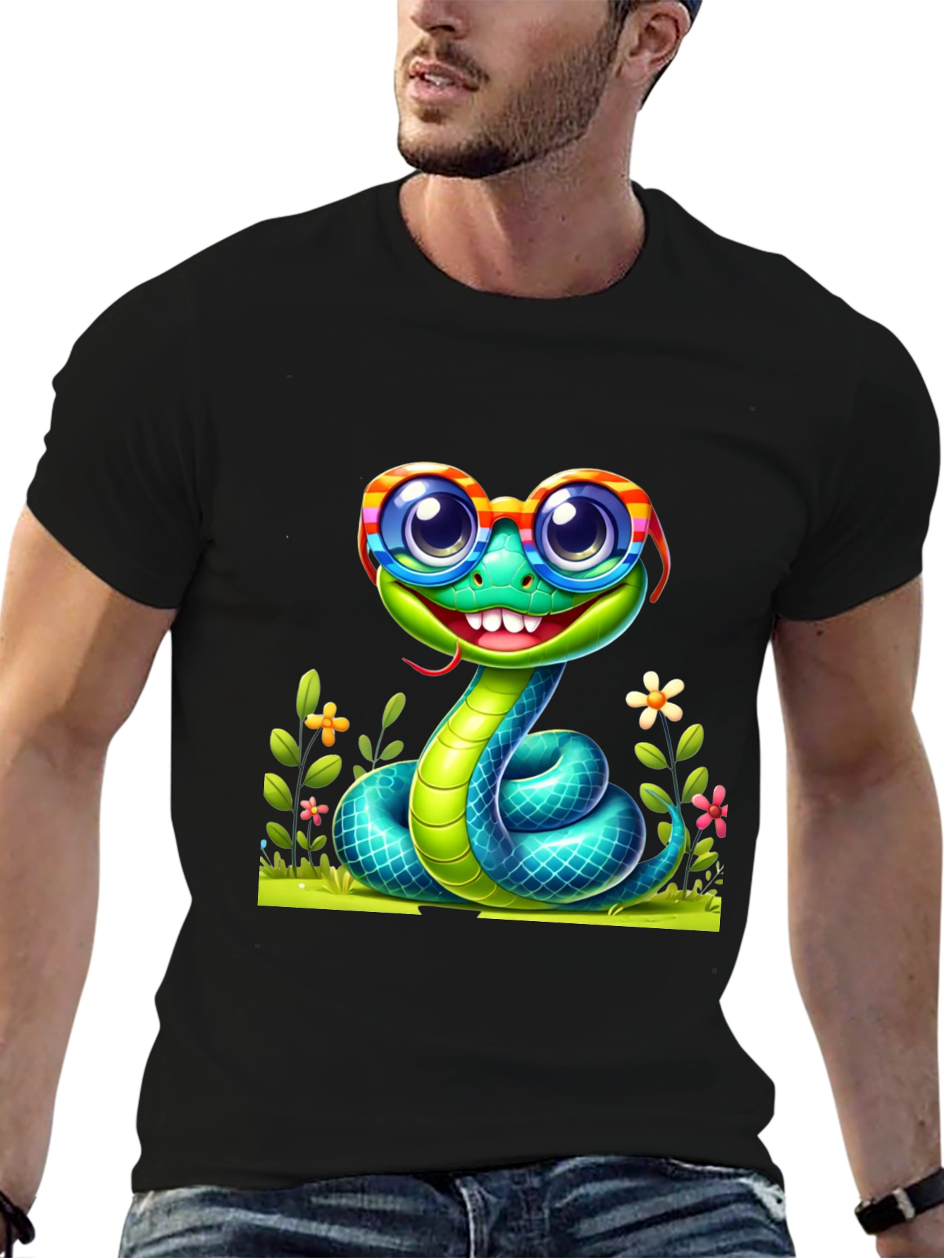 Snake with Glasses Graphic Tee