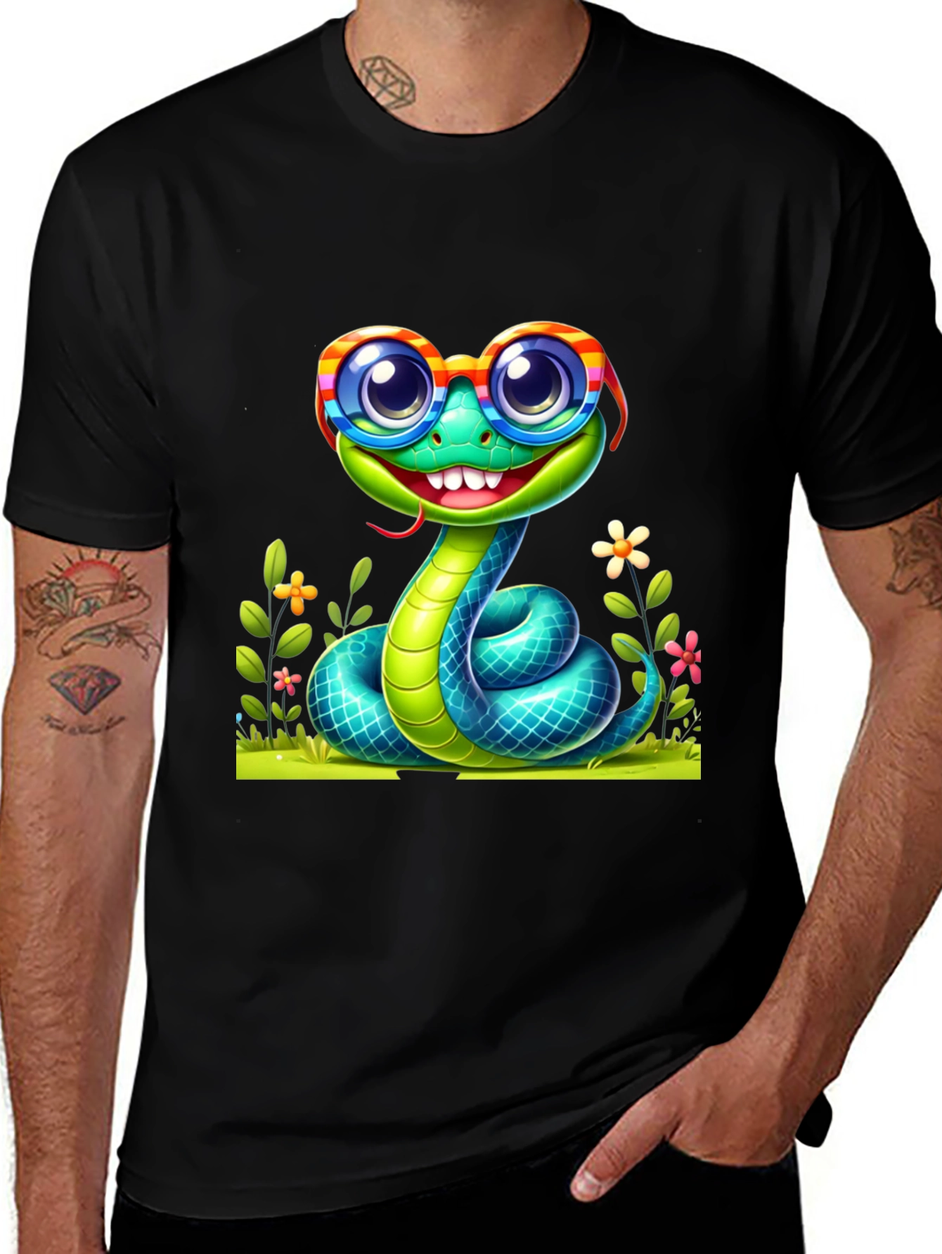Snake with Glasses Graphic Tee