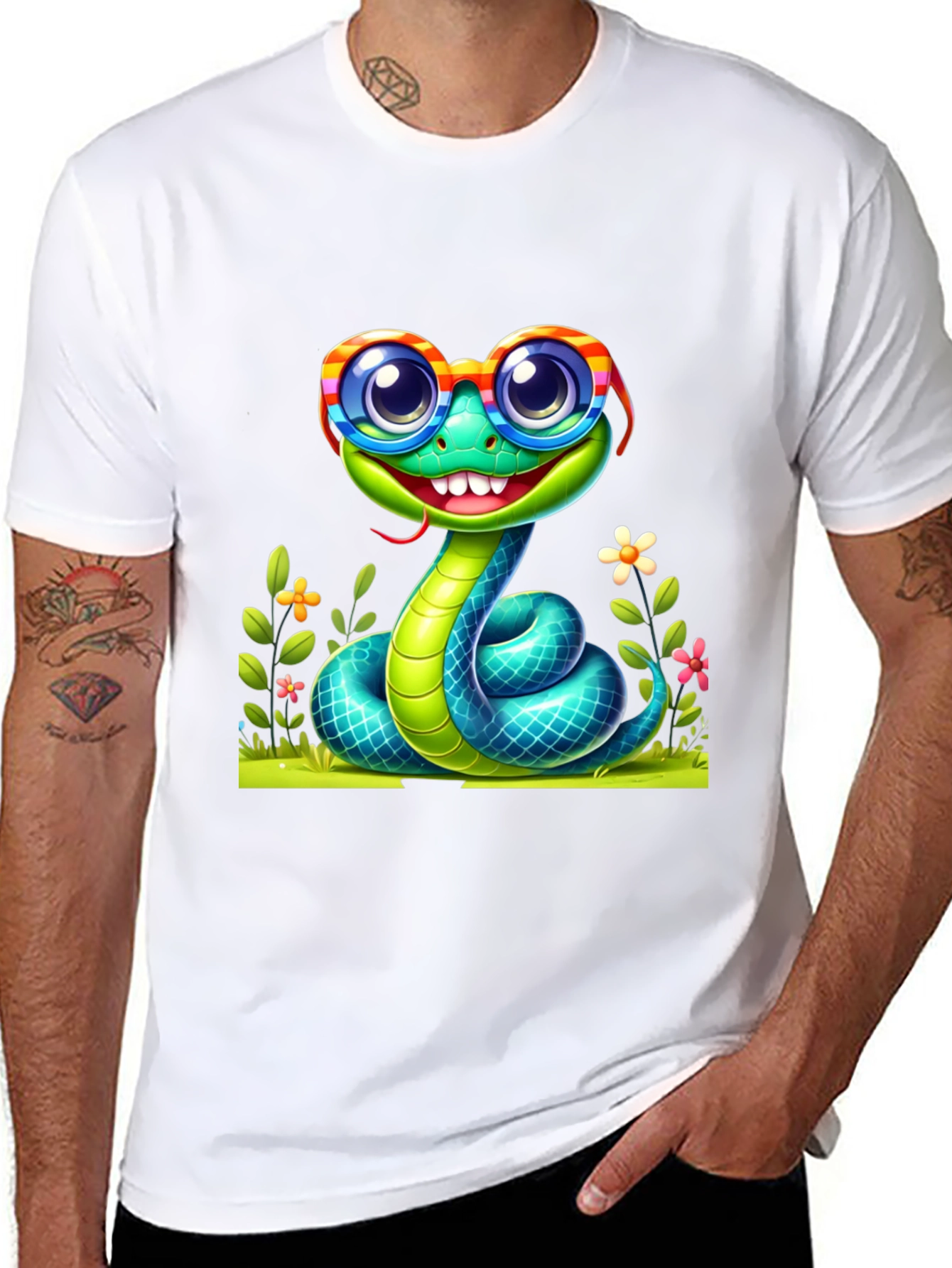 Snake with Glasses Graphic Tee