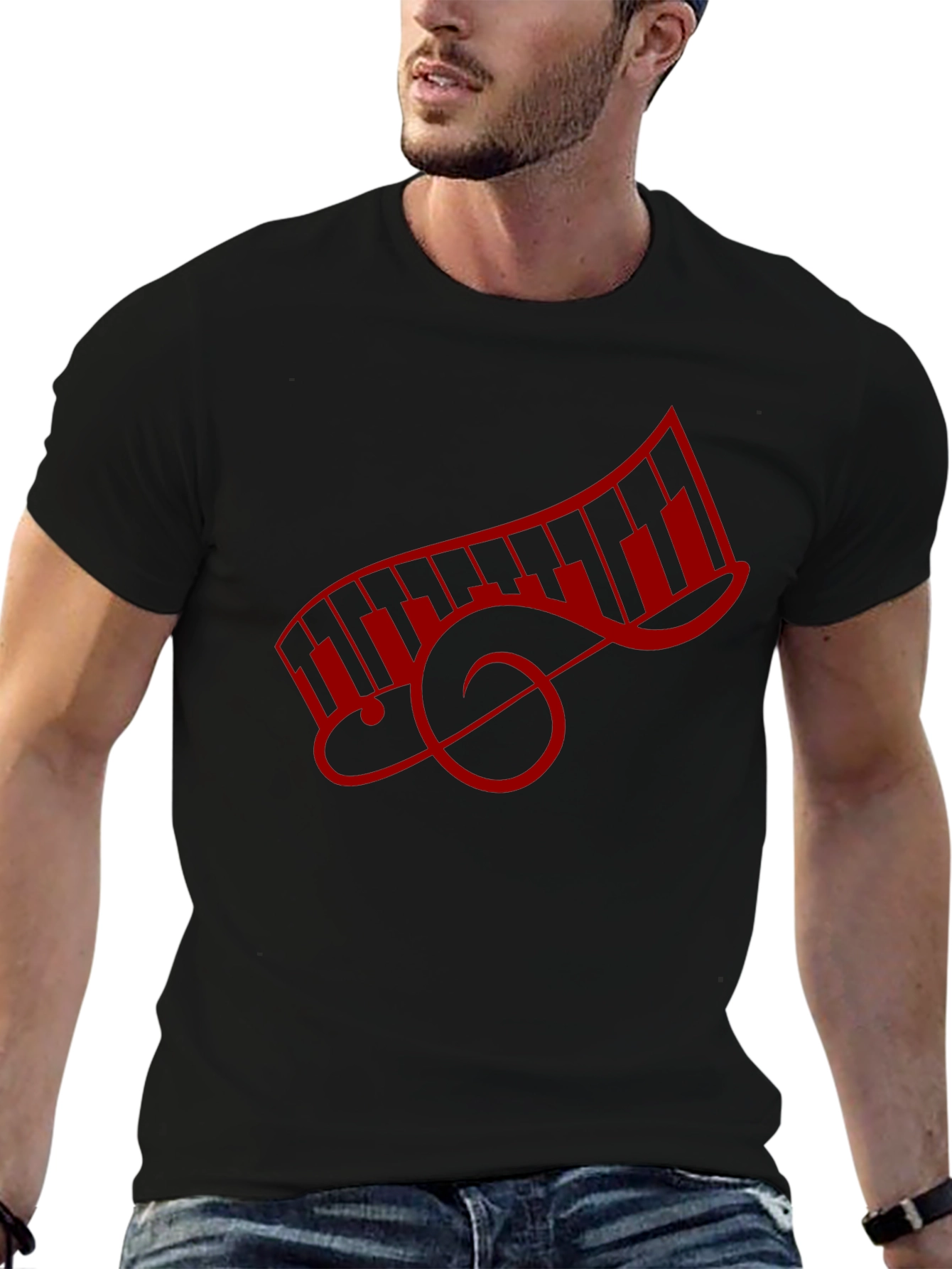 Music Lovers Piano Keys Treble Clef Graphic Tee