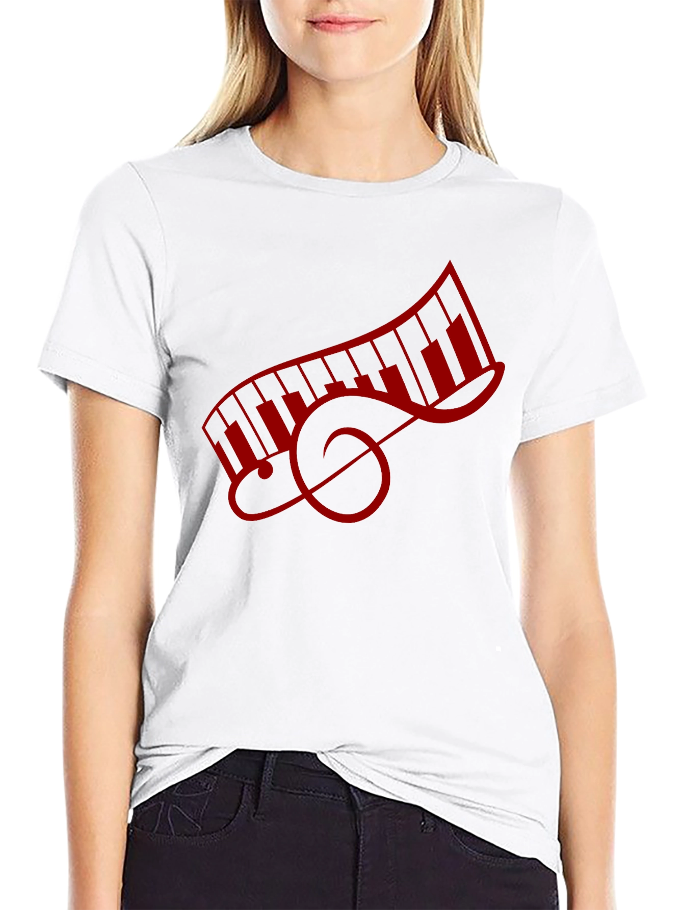 Music Lovers Piano Keys Treble Clef Graphic Tee