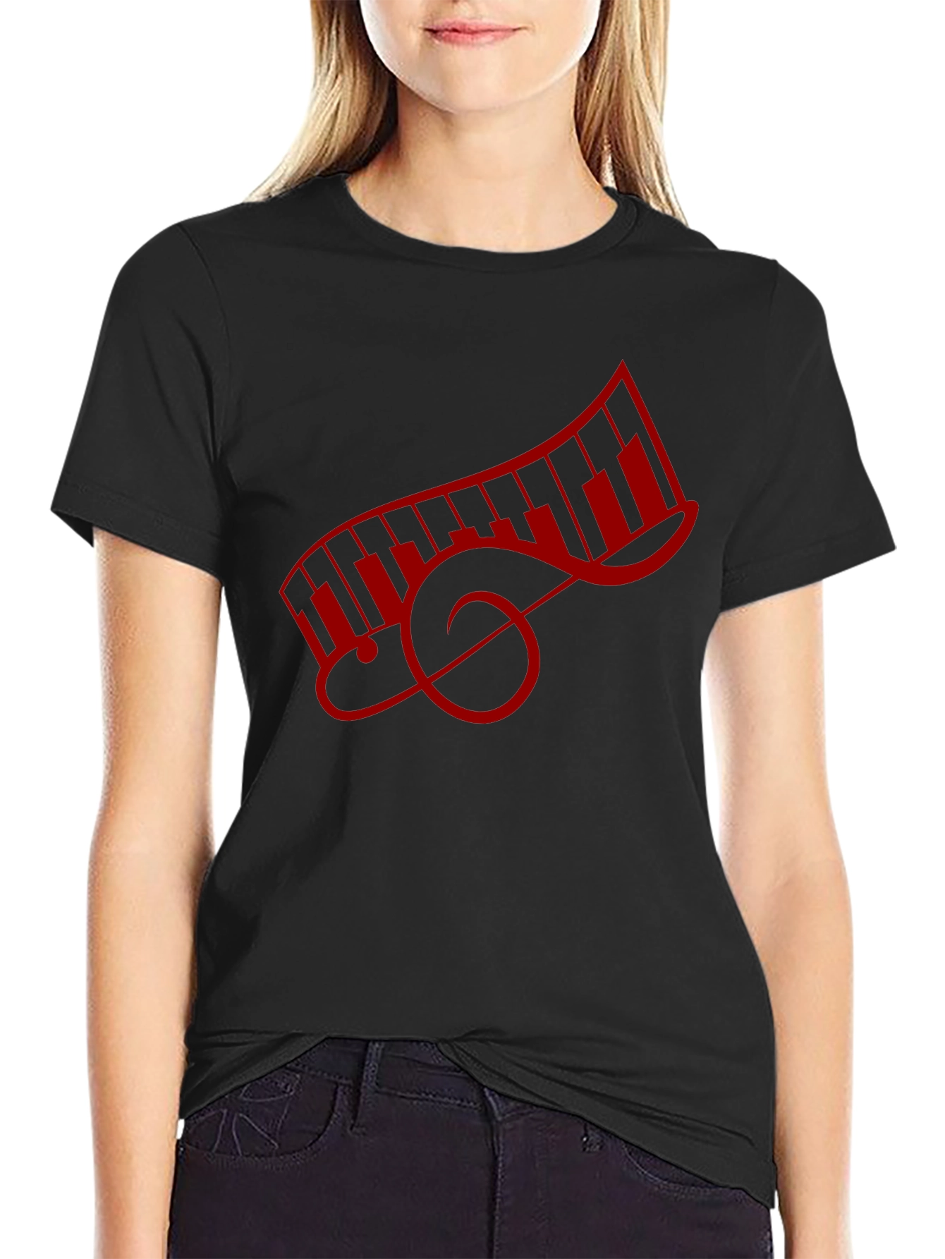 Music Lovers Piano Keys Treble Clef Graphic Tee