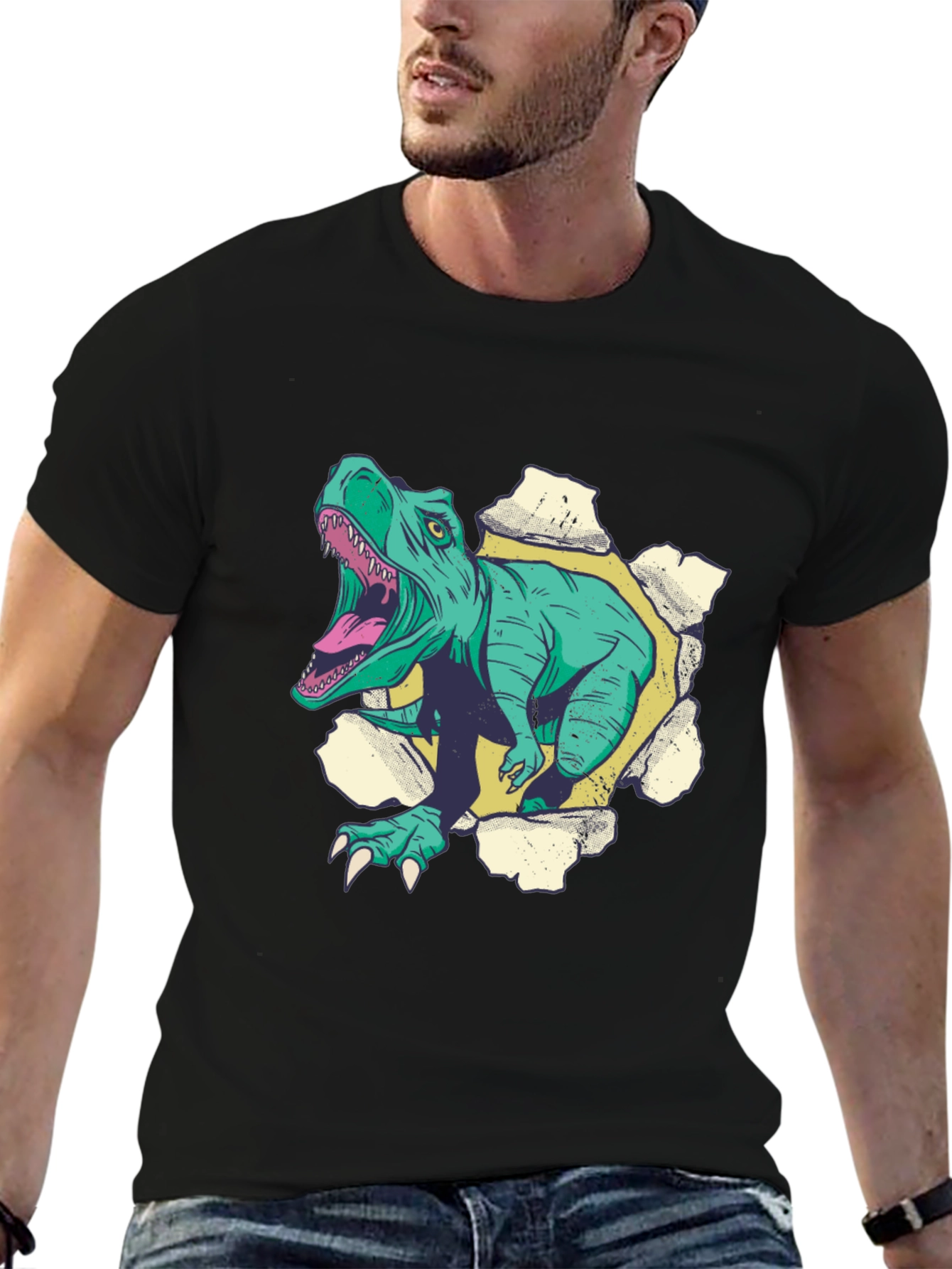 Dinosaur Graphic T-Shirt - Mens Black Tee