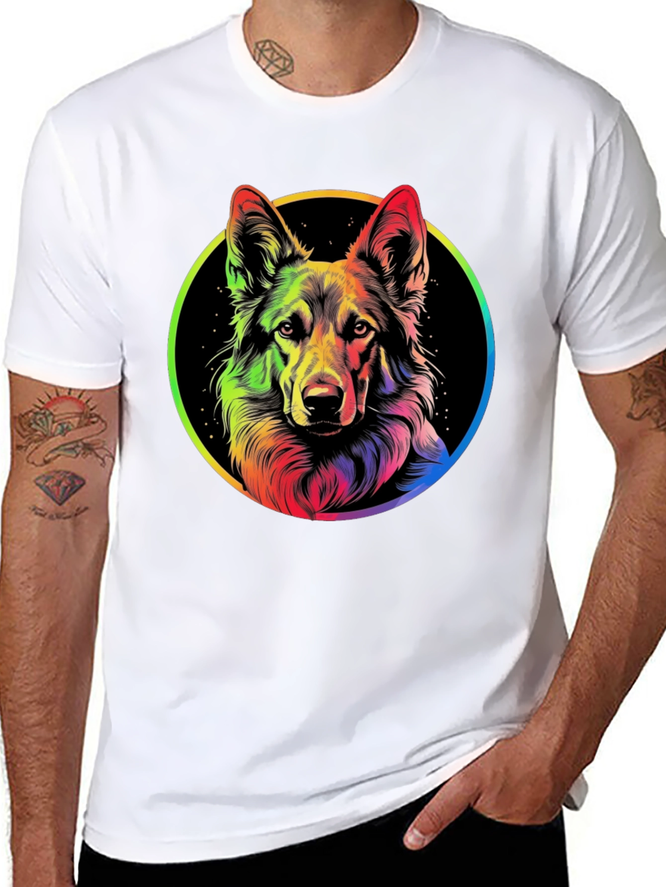 Rainbow German Shepherd Dog Graphic Tee