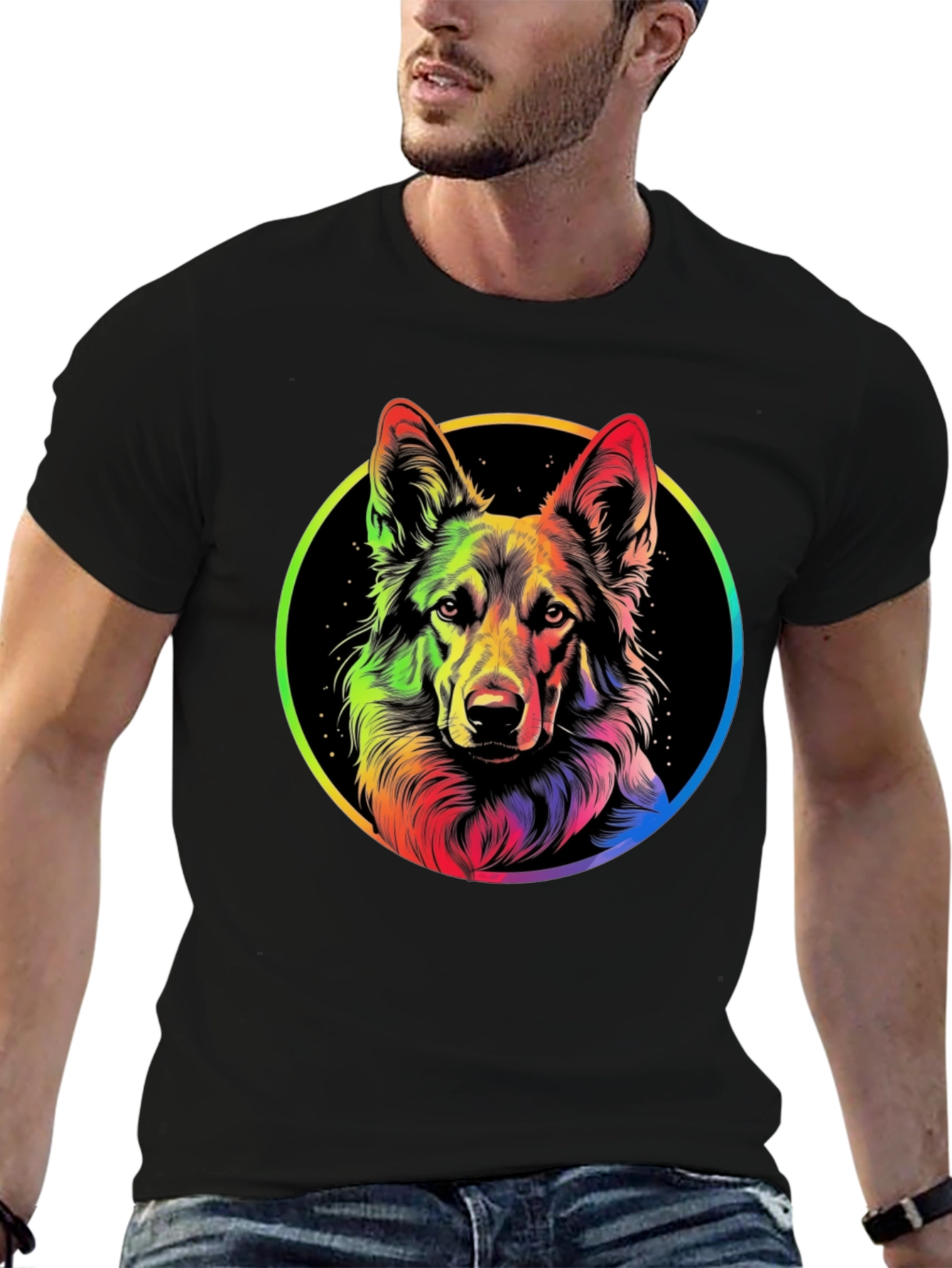 Rainbow German Shepherd Dog Graphic Tee