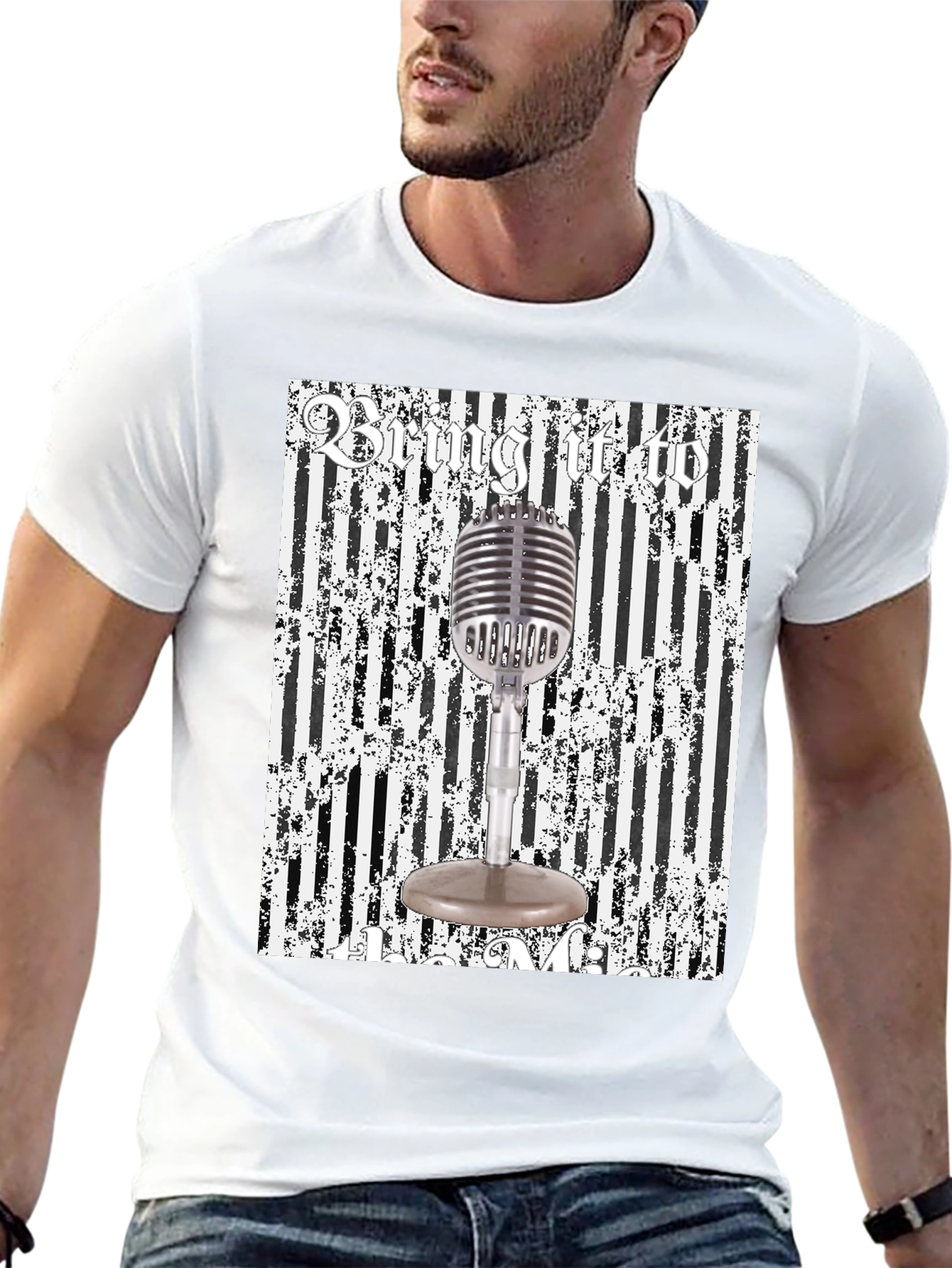Retro Microphone Graphic Tee - Bring It To Me