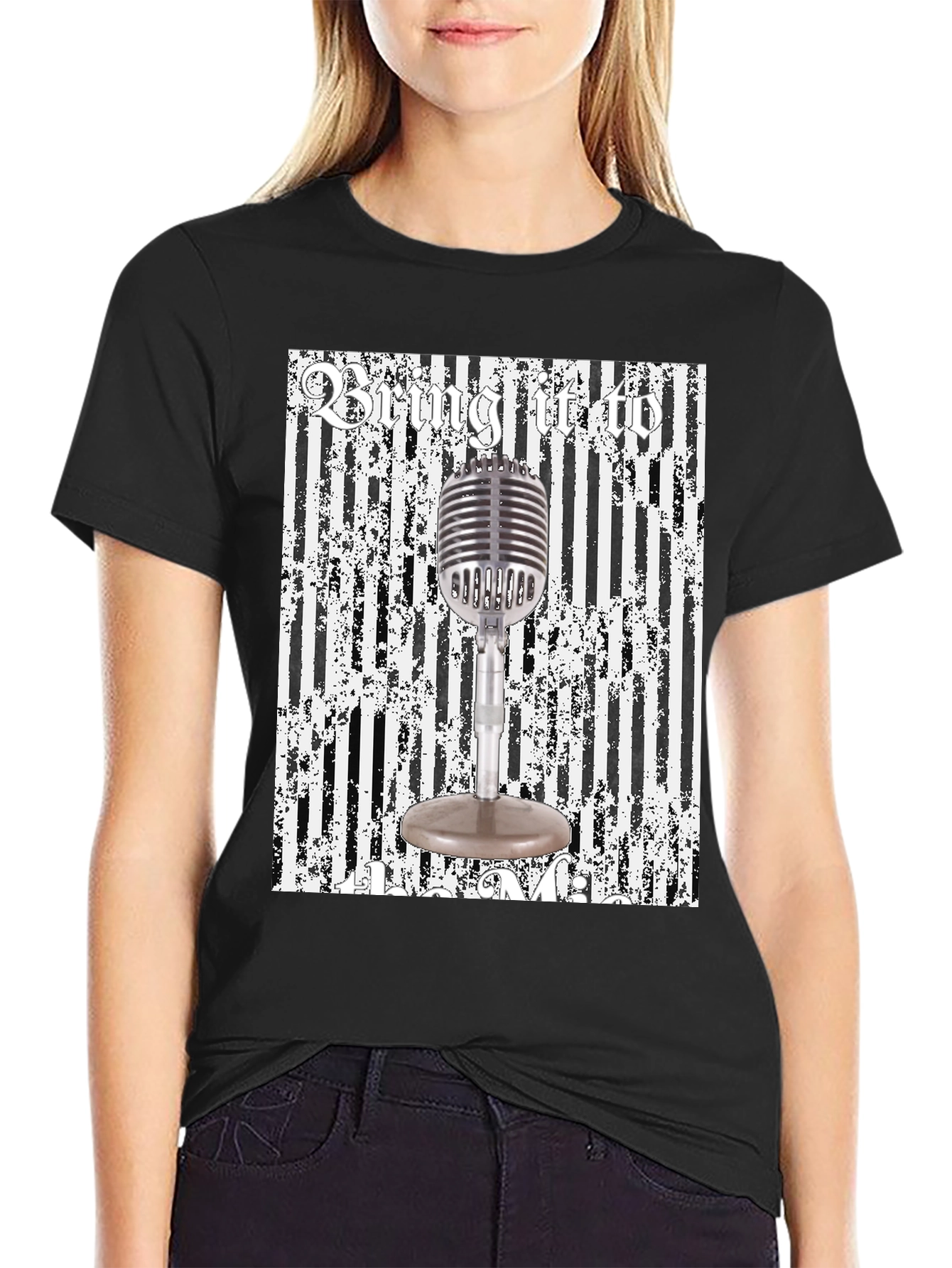 Retro Microphone Graphic Tee - Bring It To Me