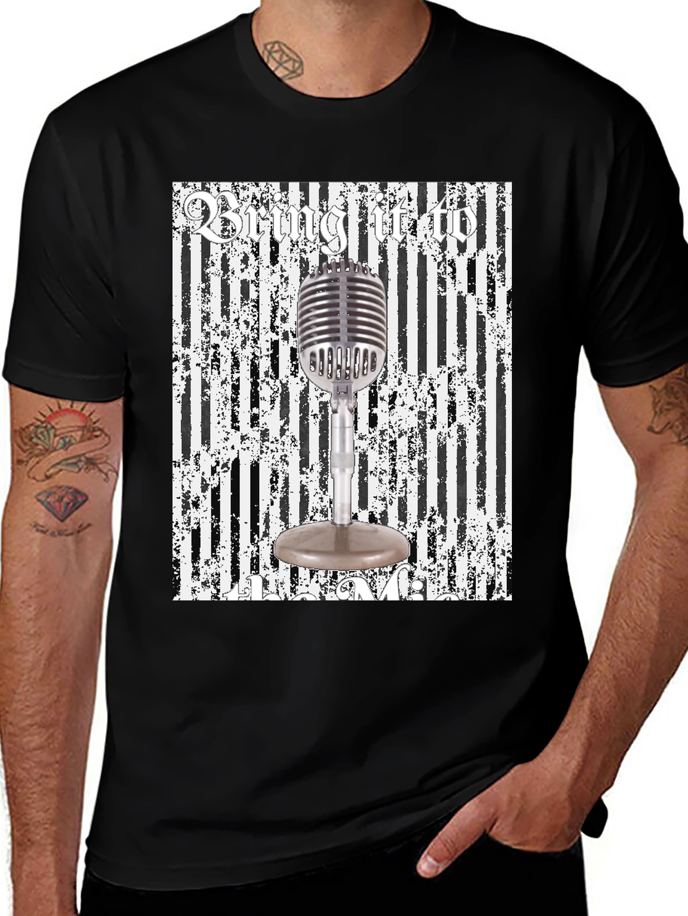 Retro Microphone Graphic Tee - Bring It To Me