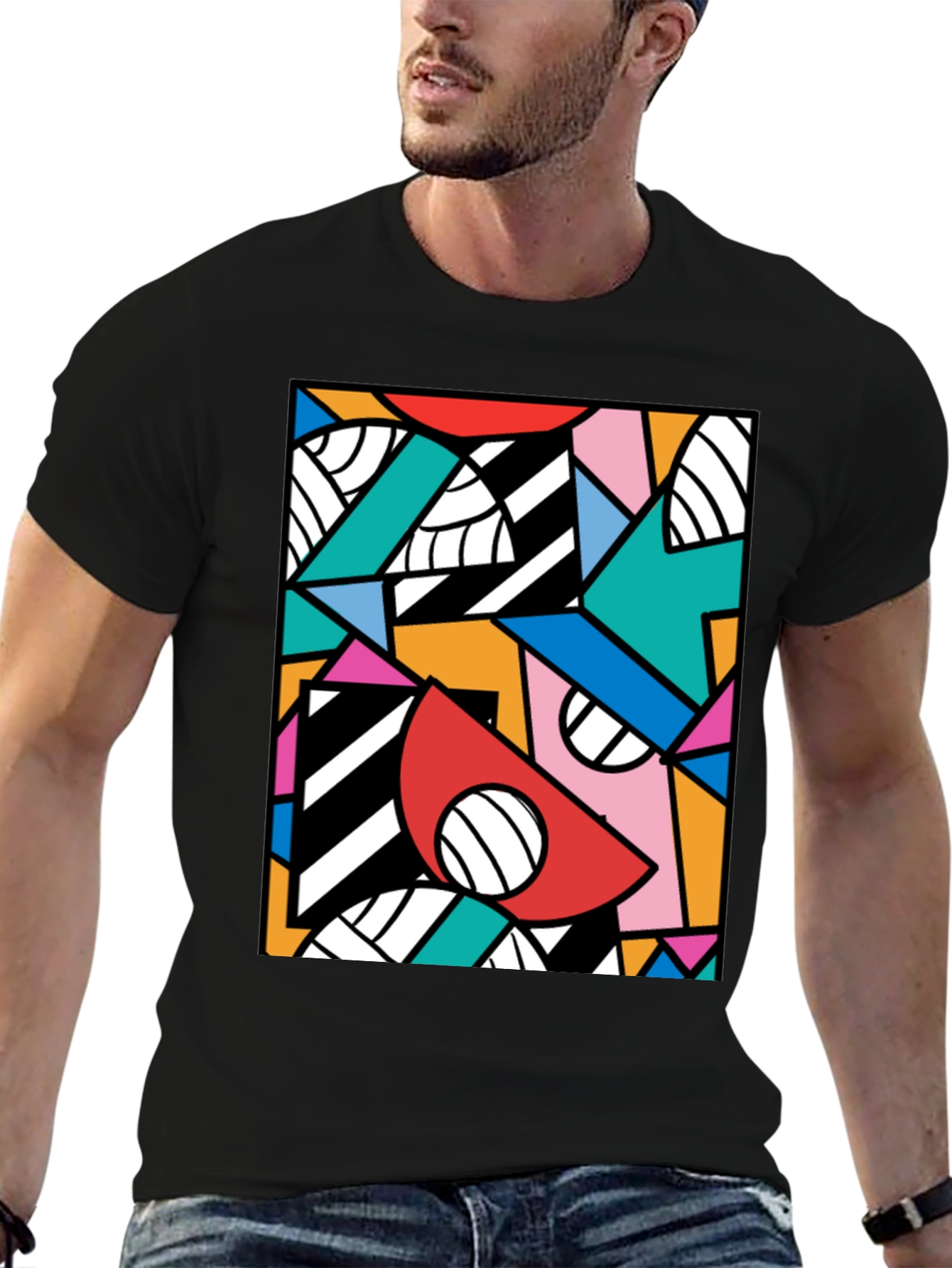 Bold Geometric Pattern Tee - Modern Art T-Shirt