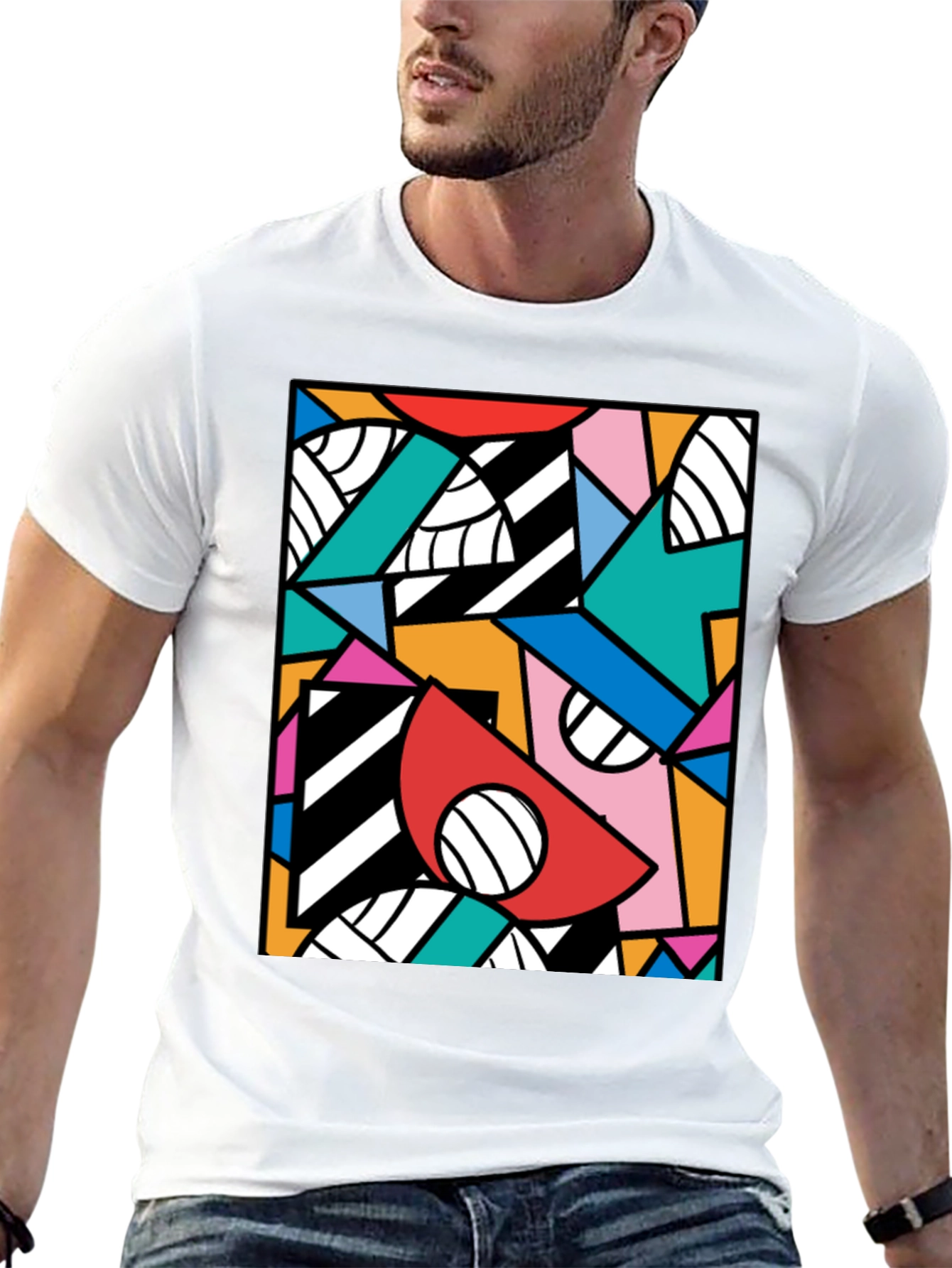 Bold Geometric Pattern Tee - Modern Art T-Shirt