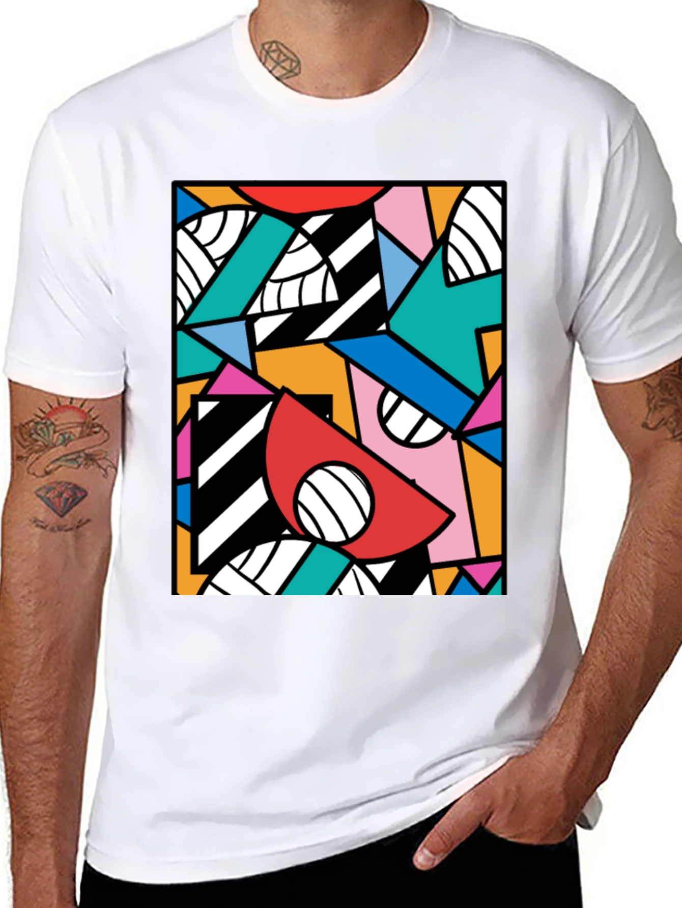 Bold Geometric Pattern Tee - Modern Art T-Shirt
