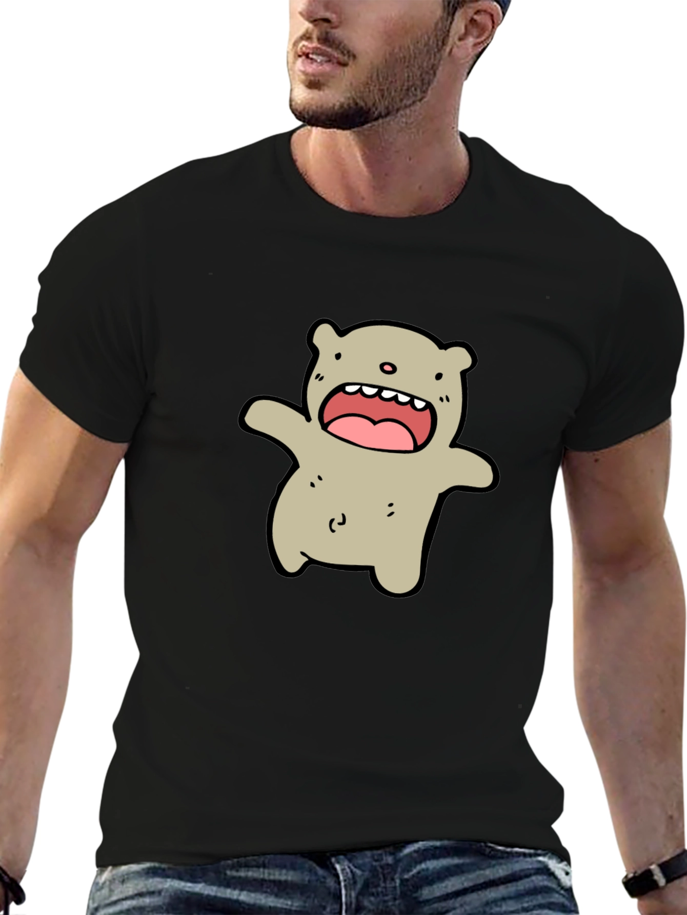 Cartoon Bear Black T-Shirt