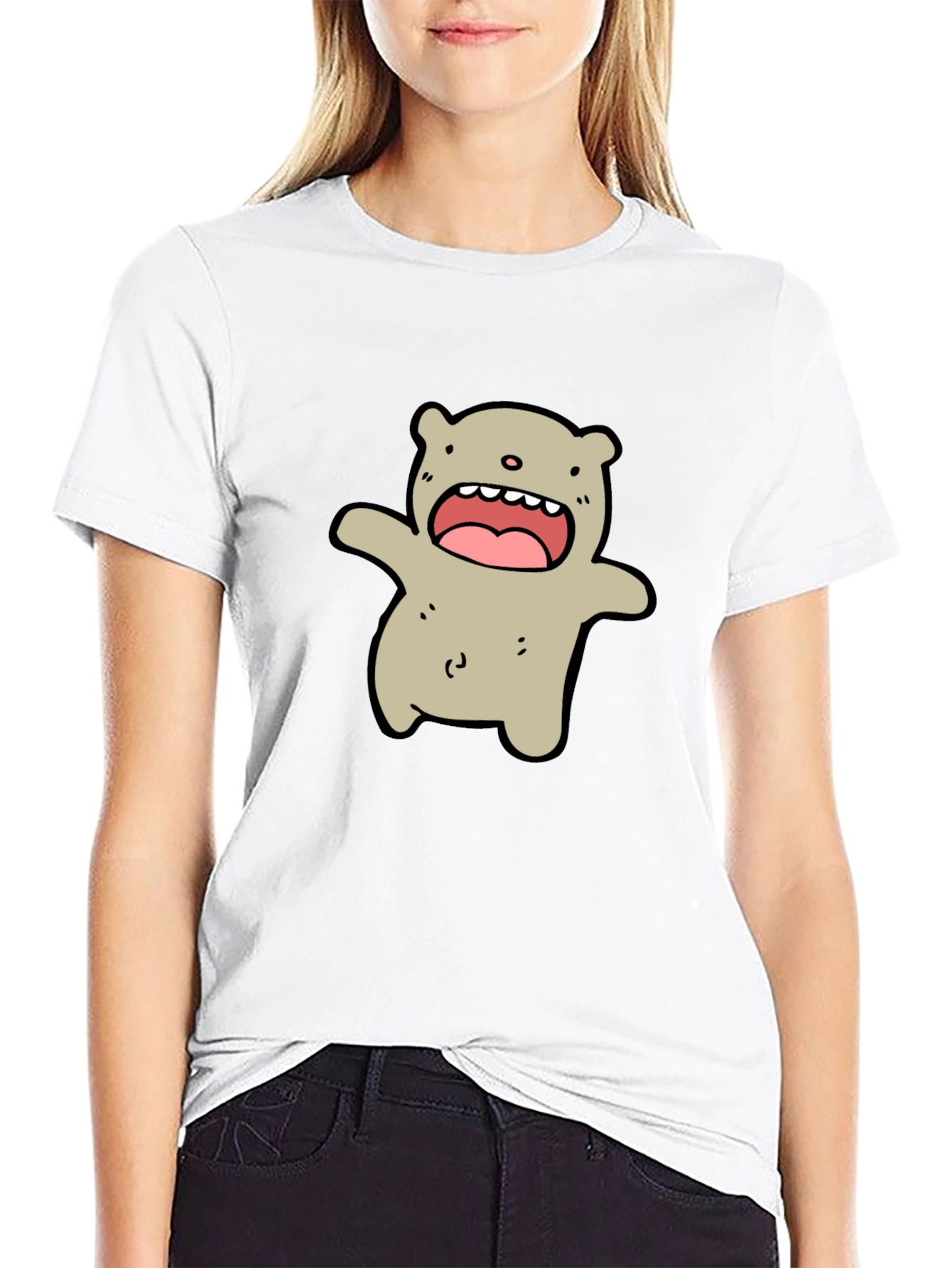 Cartoon Bear Black T-Shirt