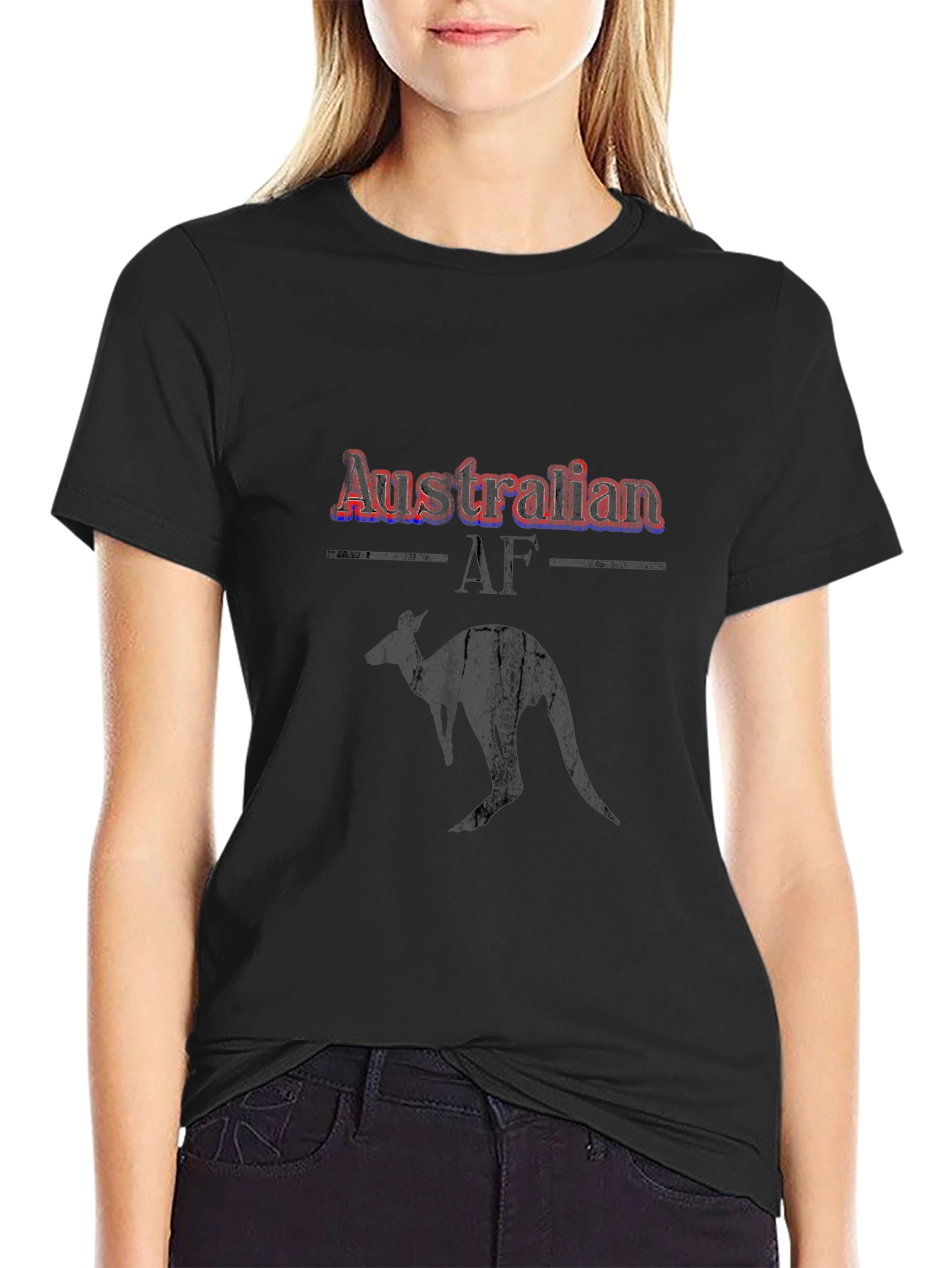 Australian AF Kangaroo Black Graphic T-Shirt