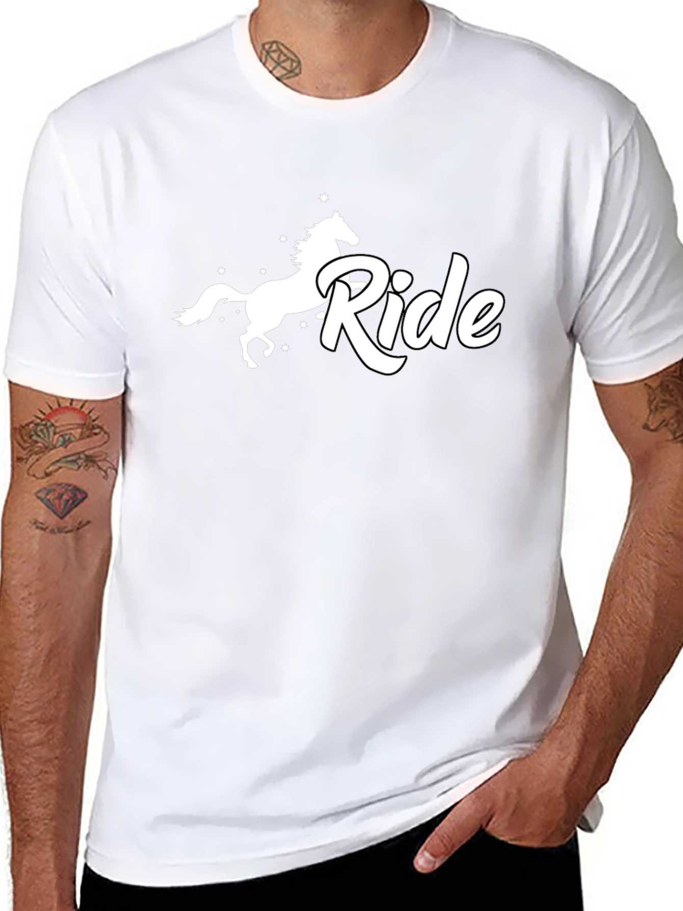 Horse Ride Graphic Tee - Black Cotton T-Shirt