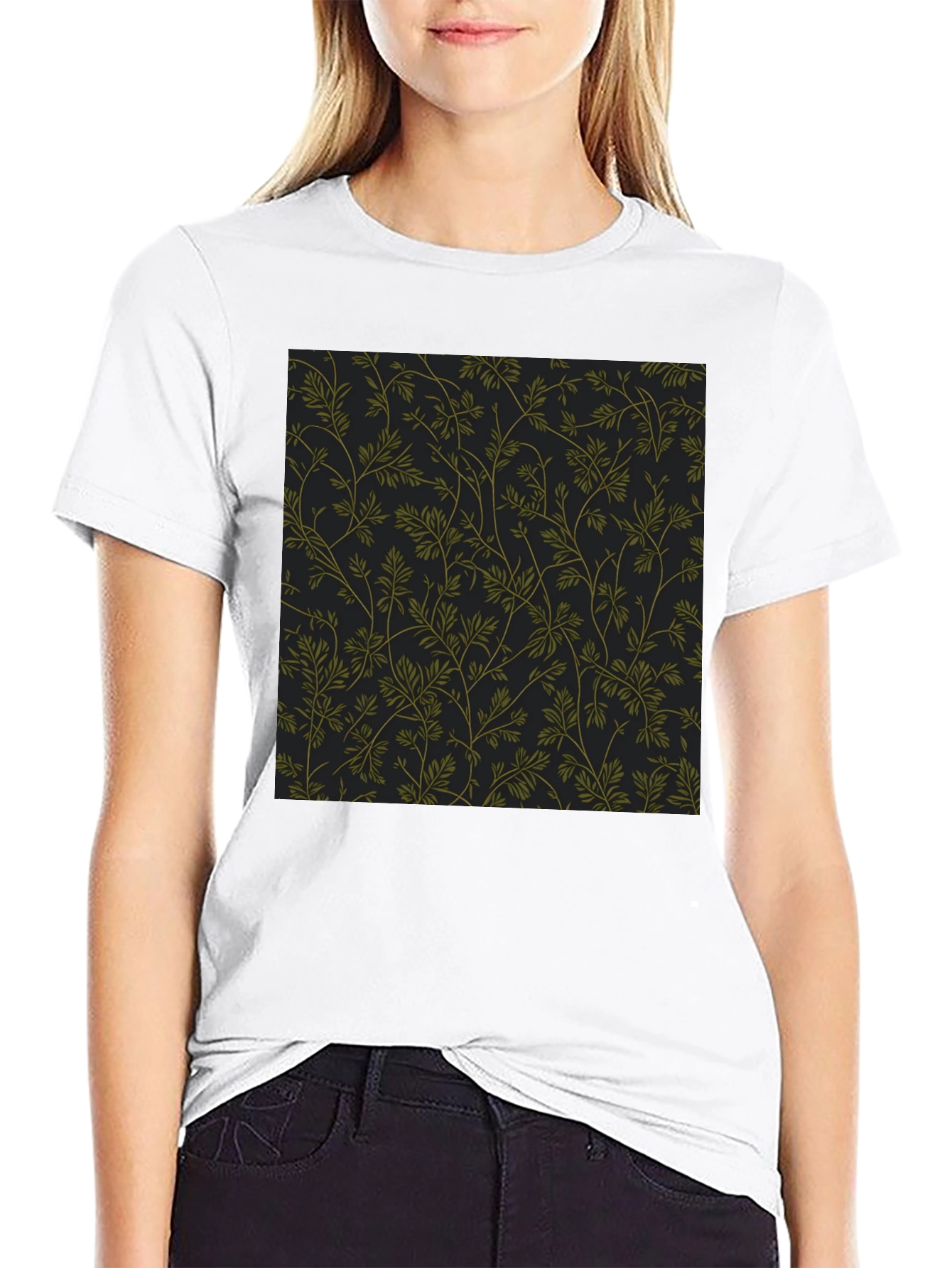 Botanical Print Black T-Shirt
