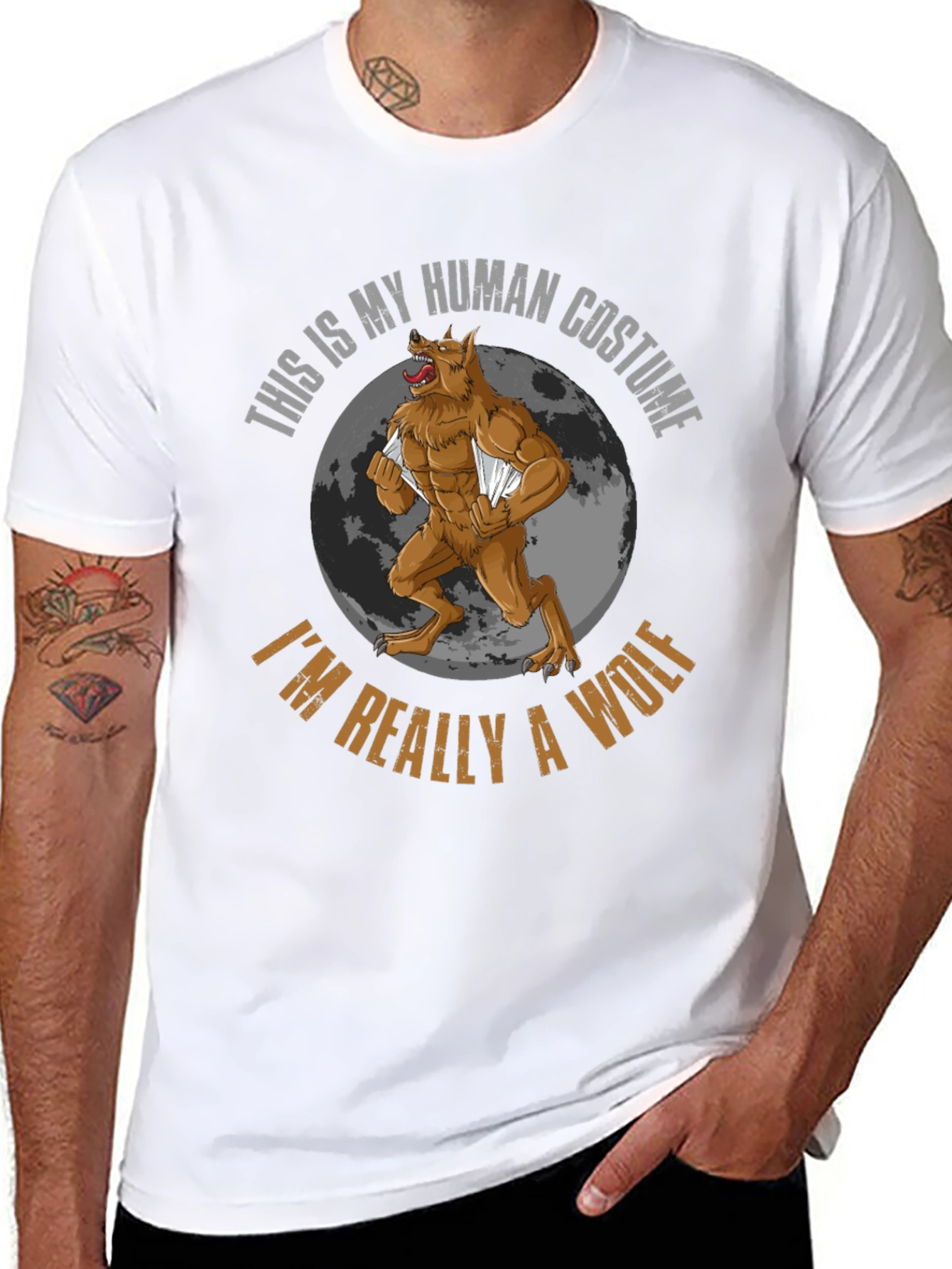 Human Costume Werewolf Graphic T-Shirt