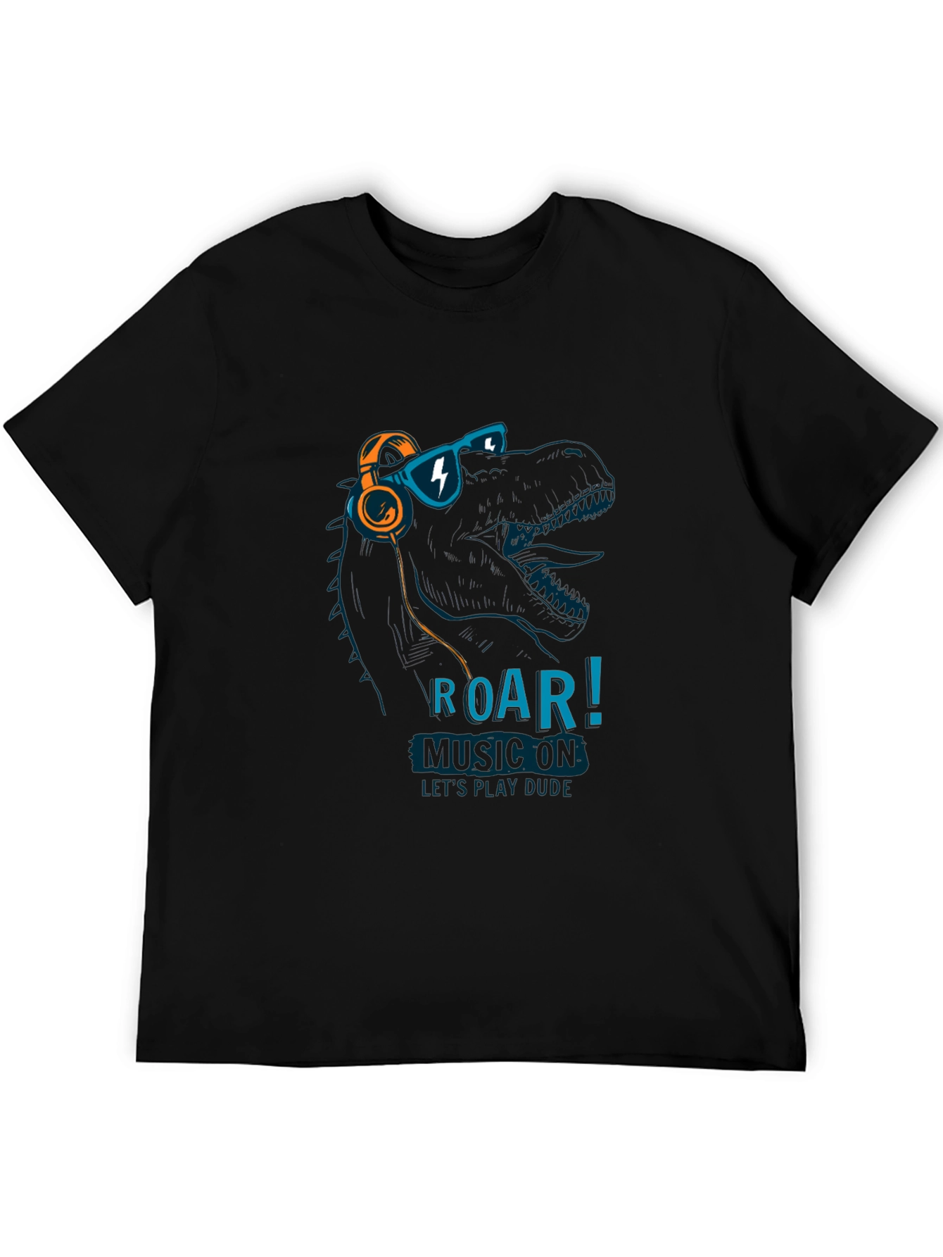 Dino Music T-Shirt - Roar! Lets Play Dude!