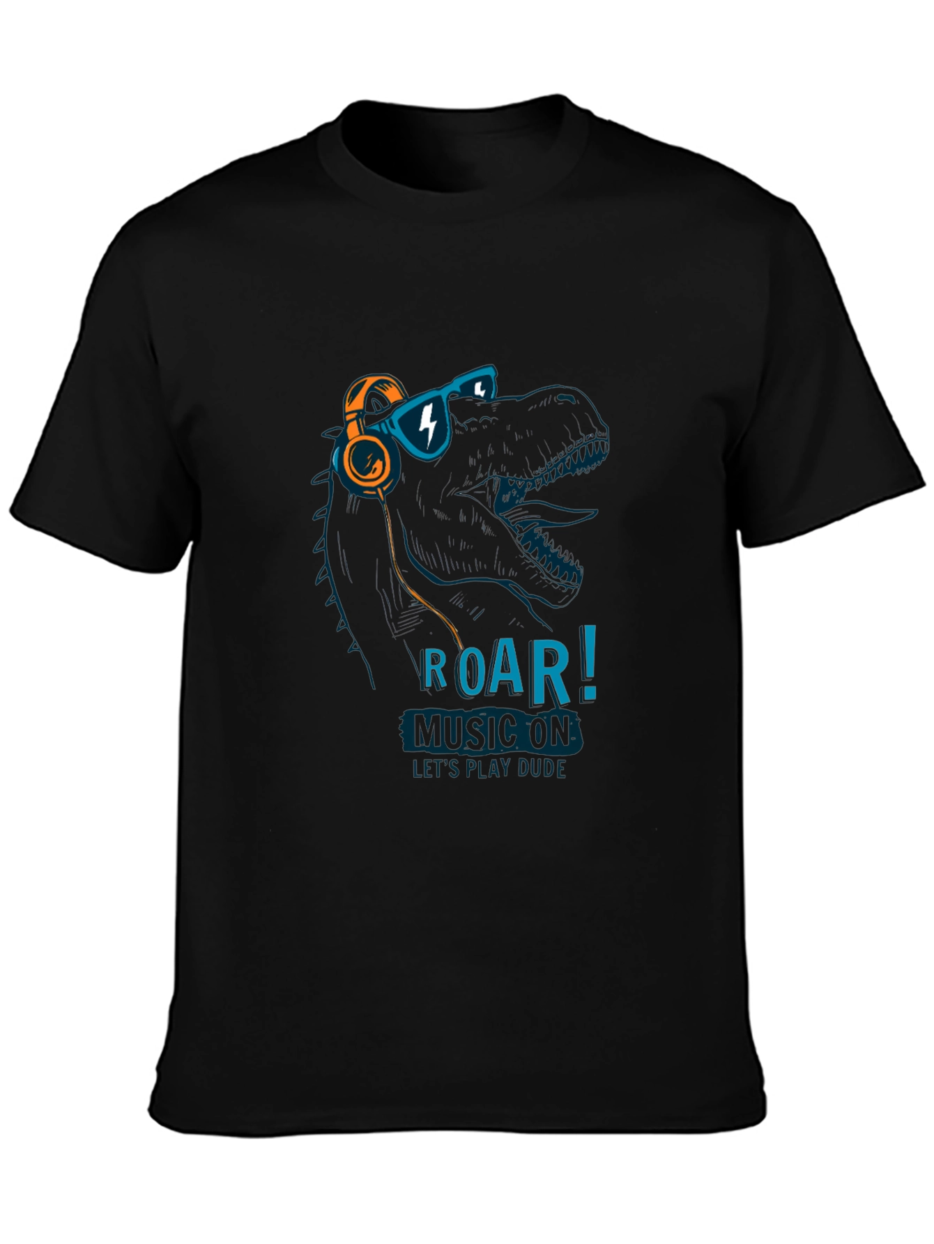 Dino Music T-Shirt - Roar! Lets Play Dude!
