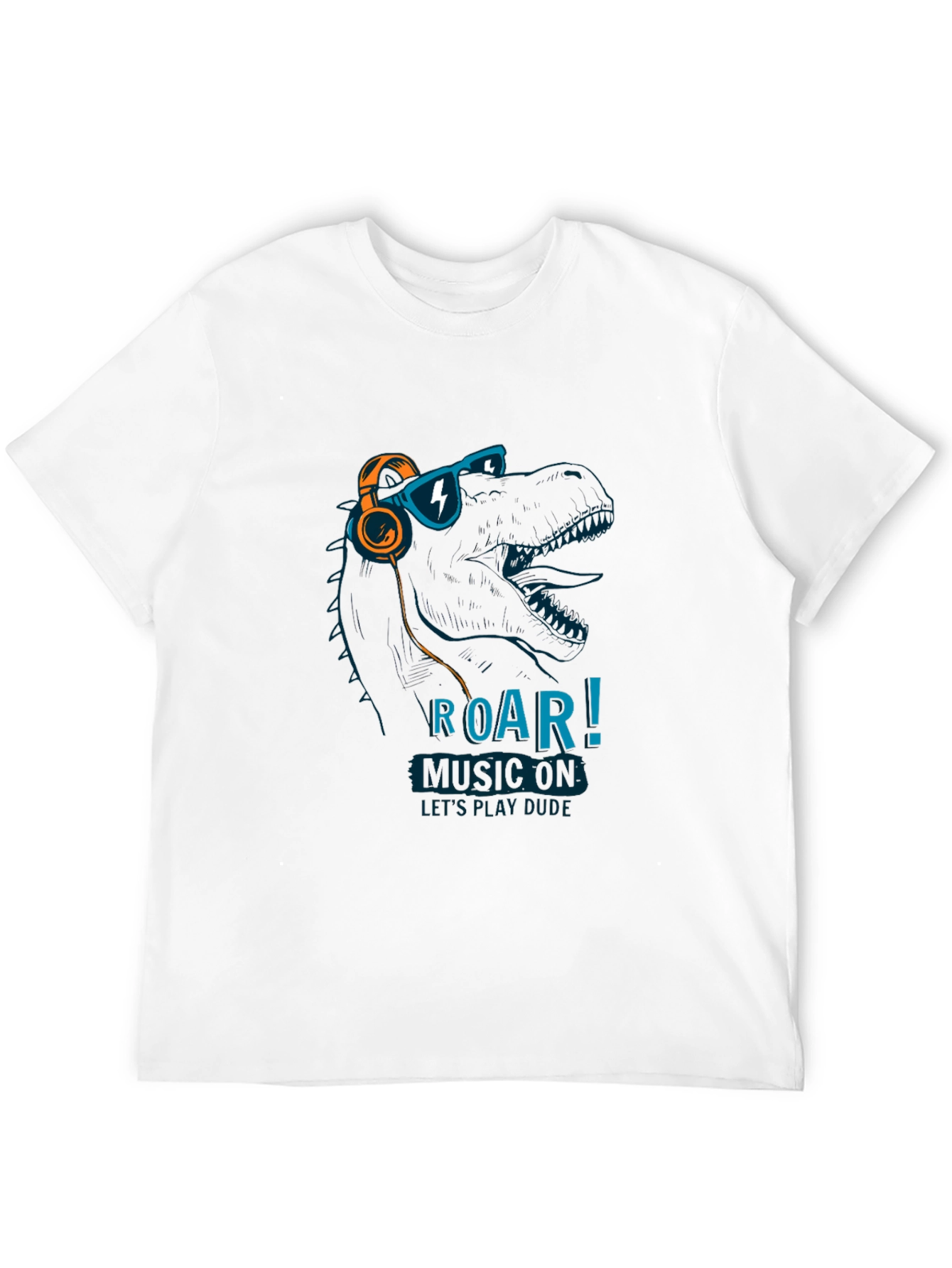 Dino Music T-Shirt - Roar! Lets Play Dude!