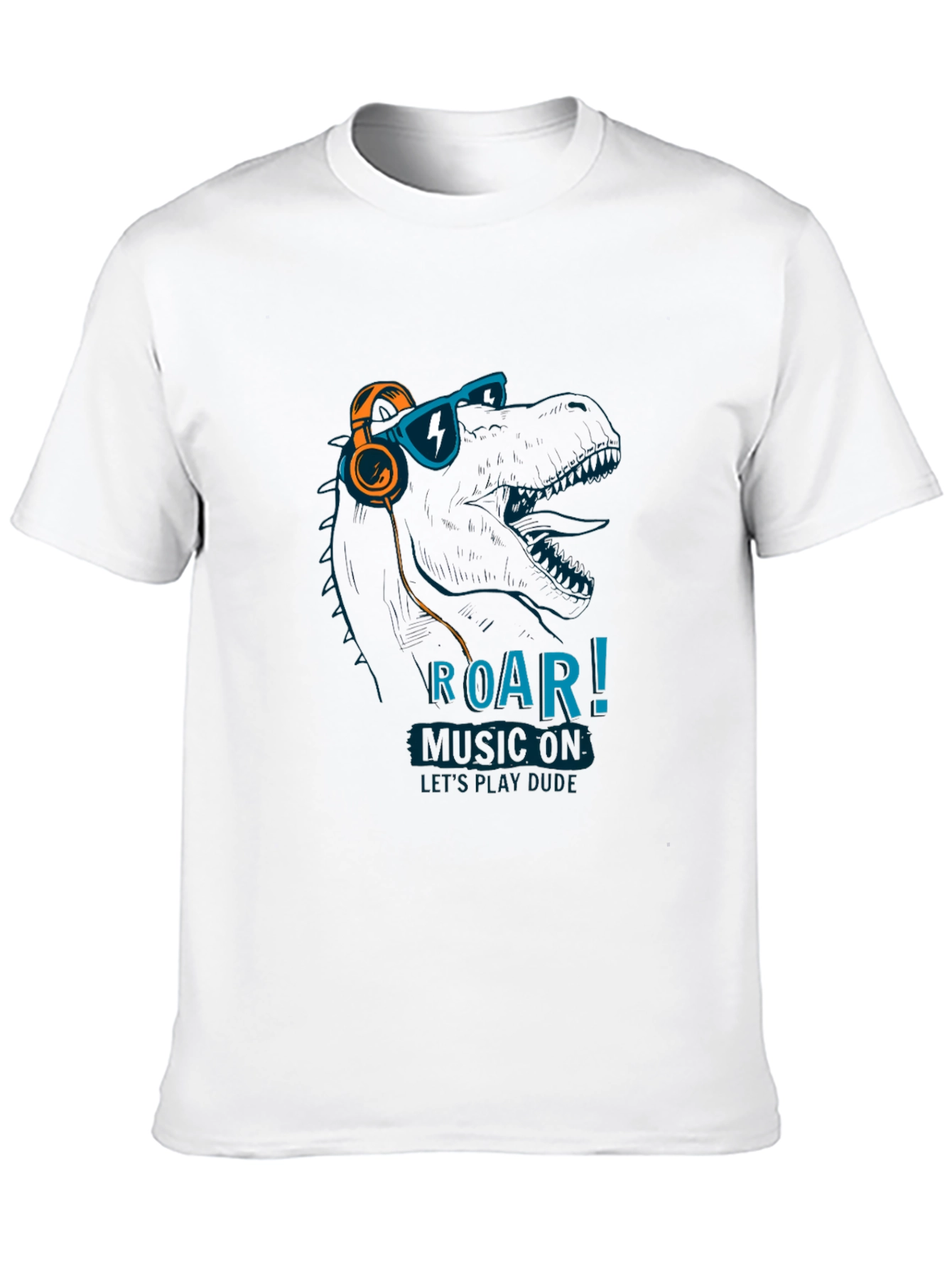 Dino Music T-Shirt - Roar! Lets Play Dude!