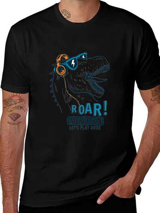 Dino Music T-Shirt - Roar! Lets Play Dude!