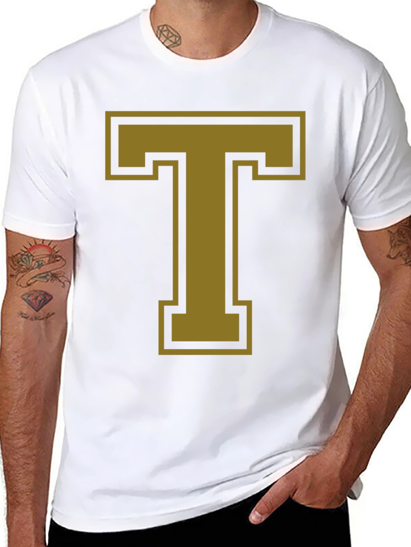 Bold Letter T Graphic Tee - Casual Style