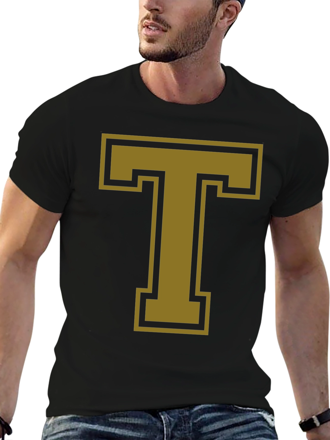 Bold Letter T Graphic Tee - Casual Style