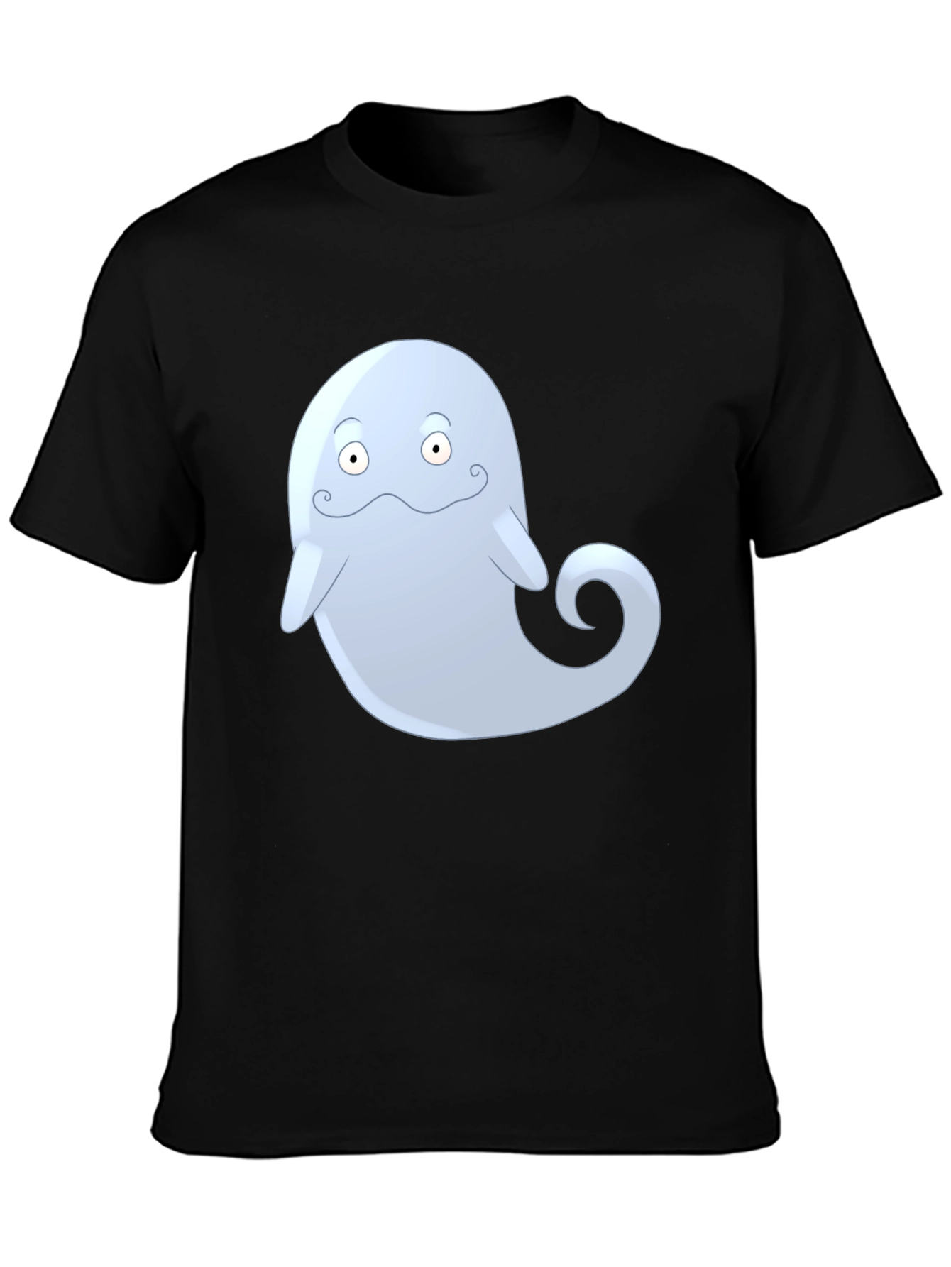 Cute Ghost Cartoon Graphic Black T-Shirt