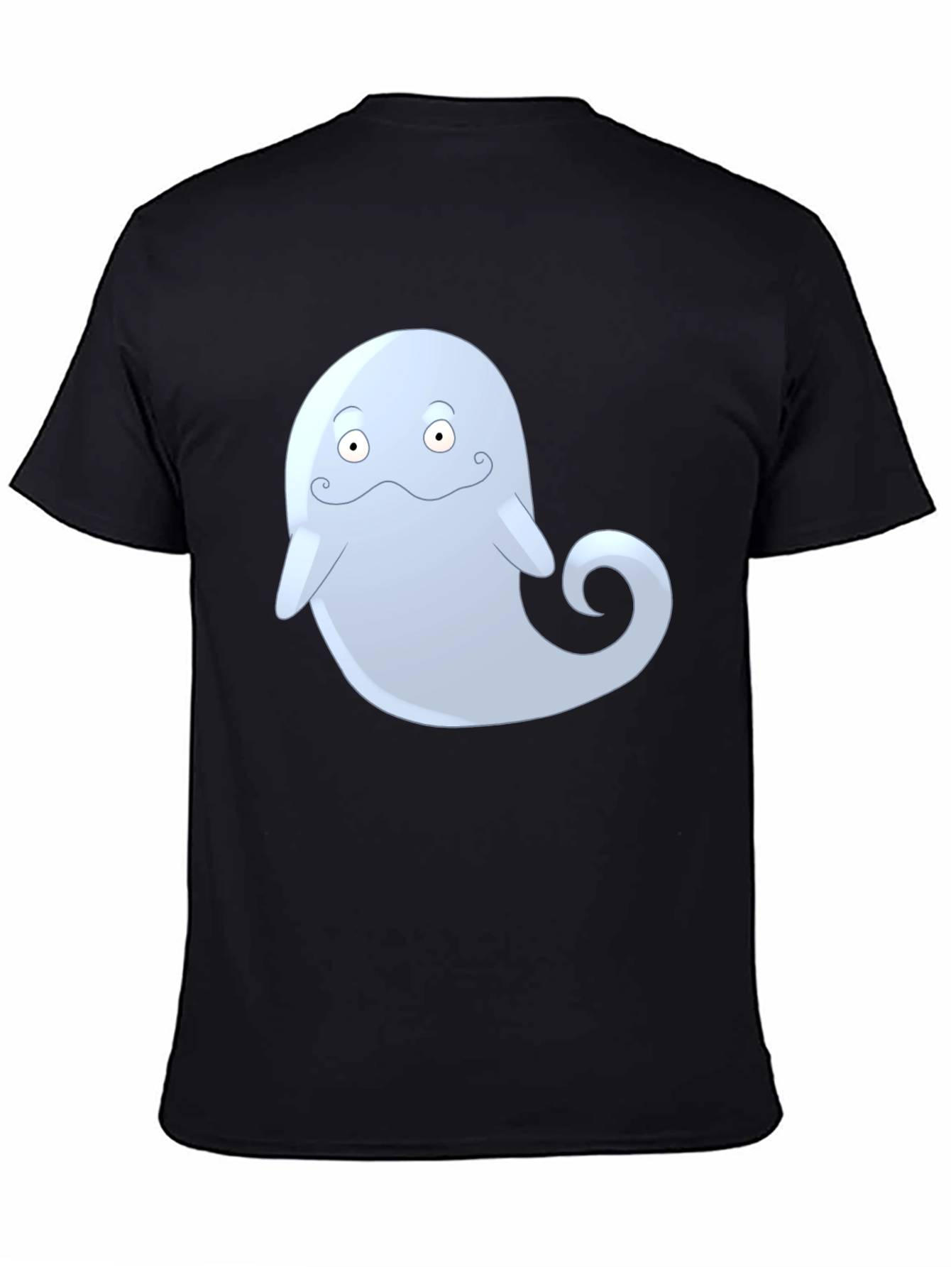 Cute Ghost Cartoon Graphic Black T-Shirt