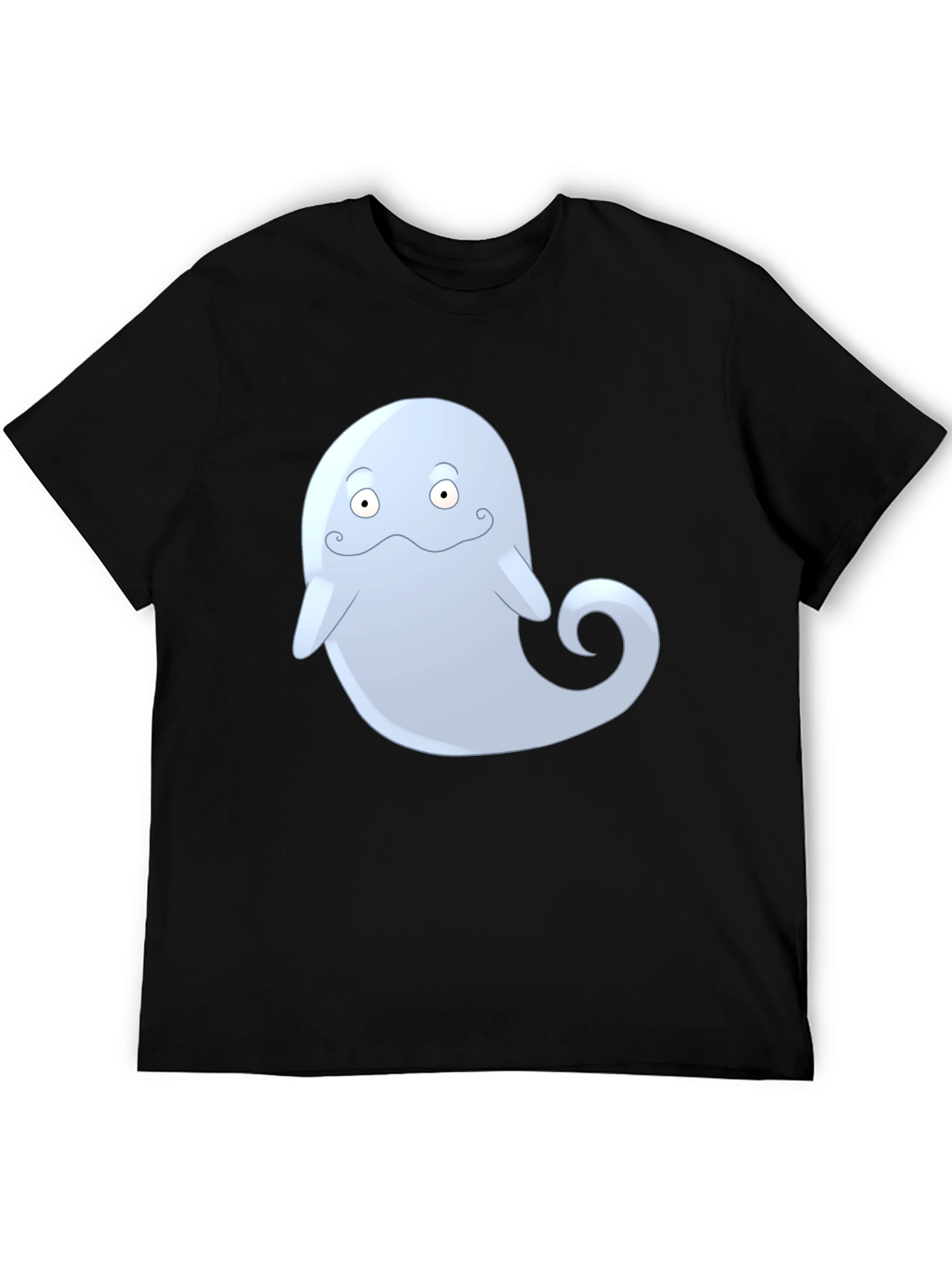 Cute Ghost Cartoon Graphic Black T-Shirt