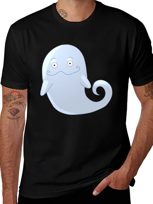 Cute Ghost Cartoon Graphic Black T-Shirt