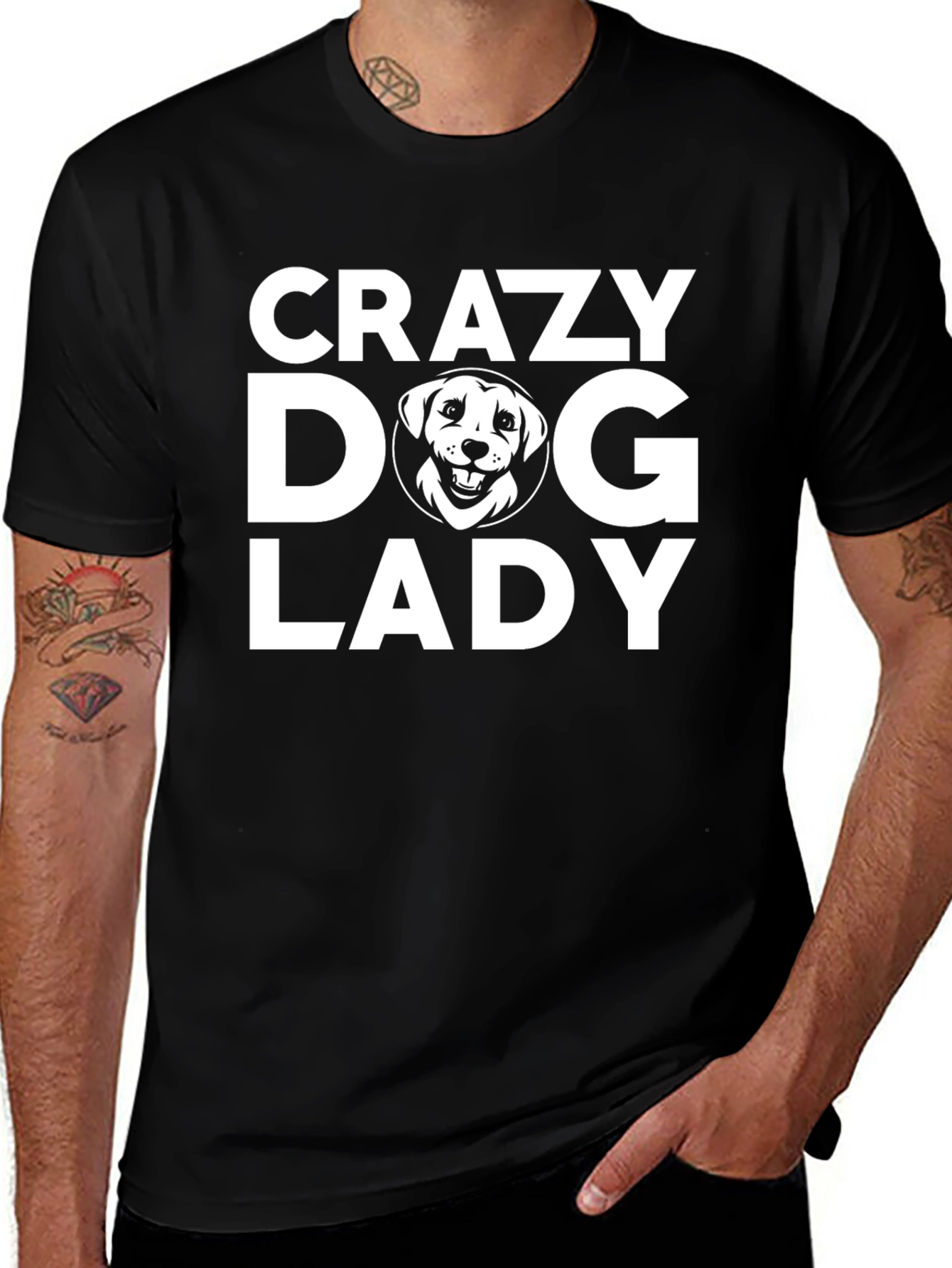 Crazy Dog Lady Graphic Tee - Black Cotton T-Shirt
