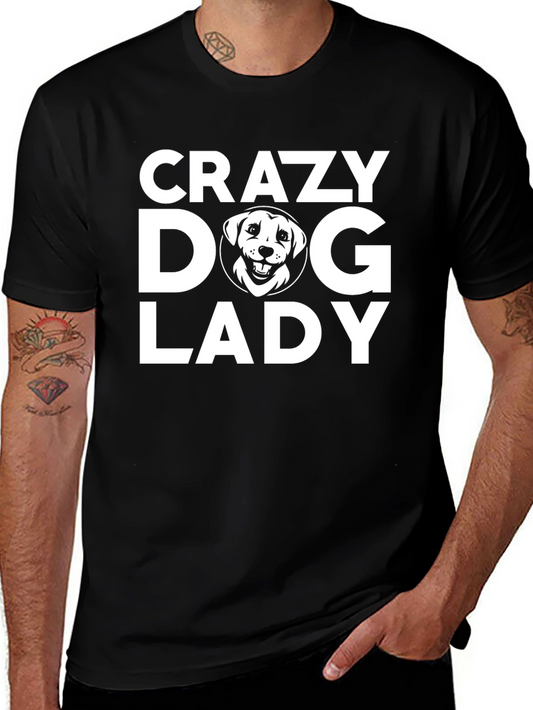 Crazy Dog Lady Graphic Tee - Black Cotton T-Shirt