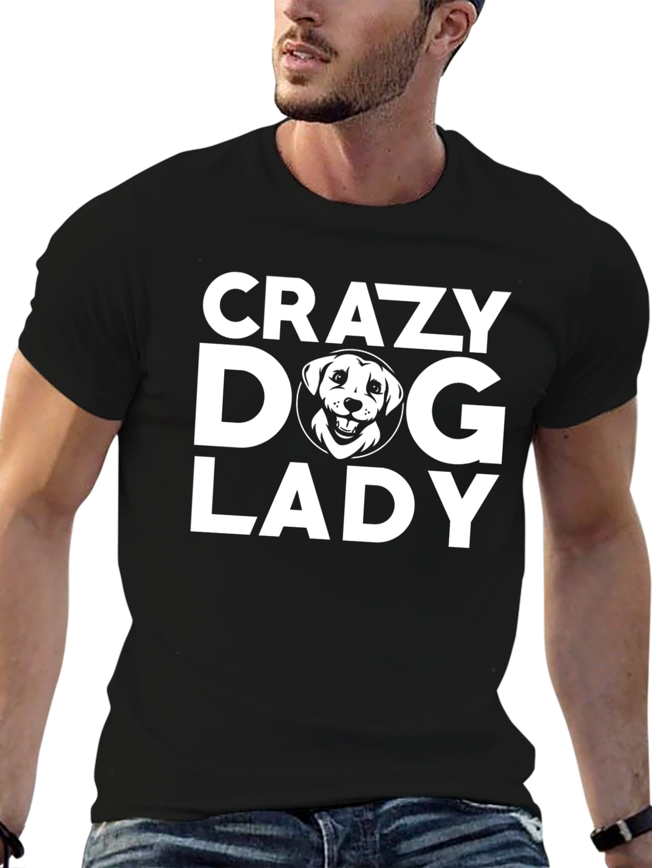Crazy Dog Lady Graphic Tee - Black Cotton T-Shirt