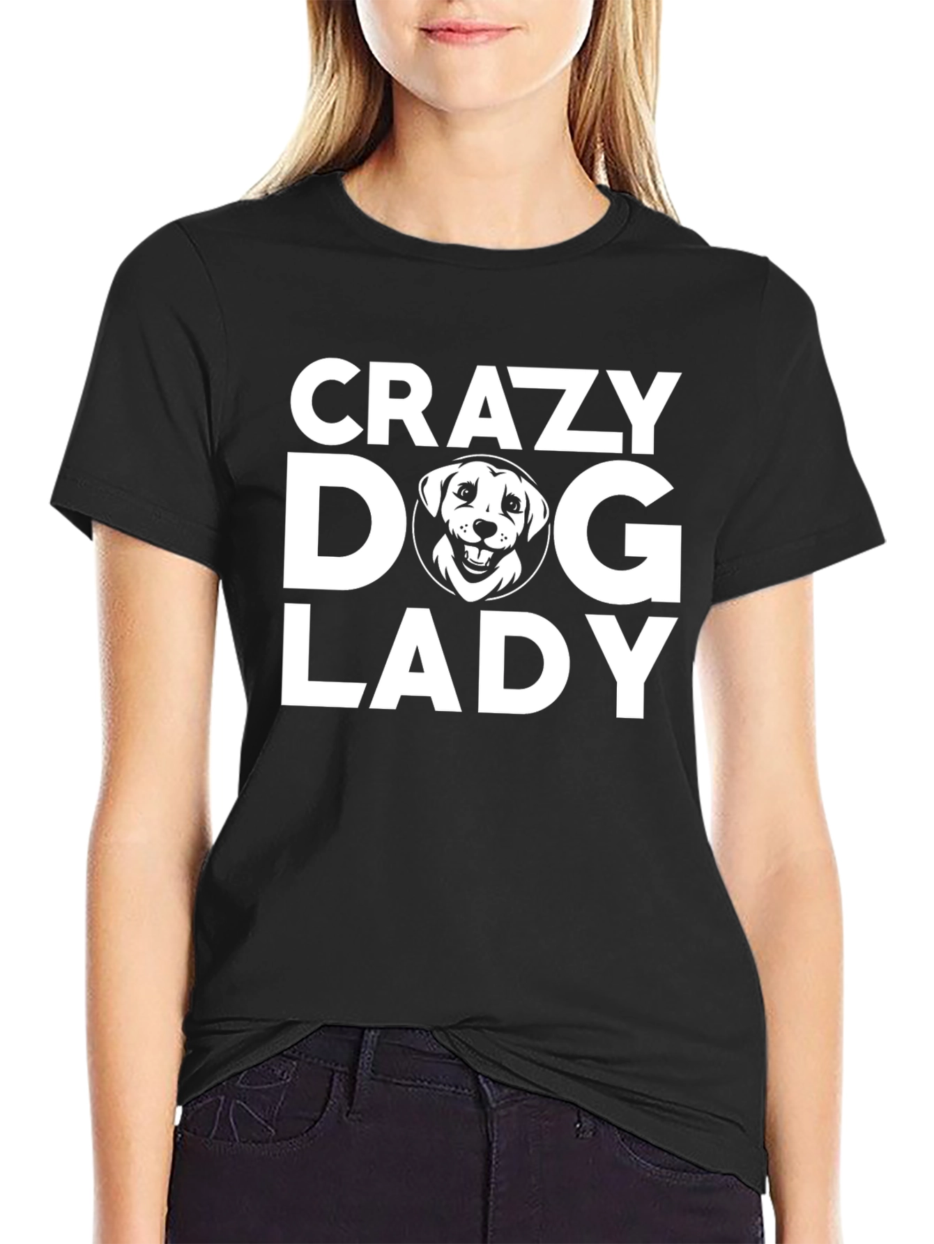 Crazy Dog Lady Graphic Tee - Black Cotton T-Shirt