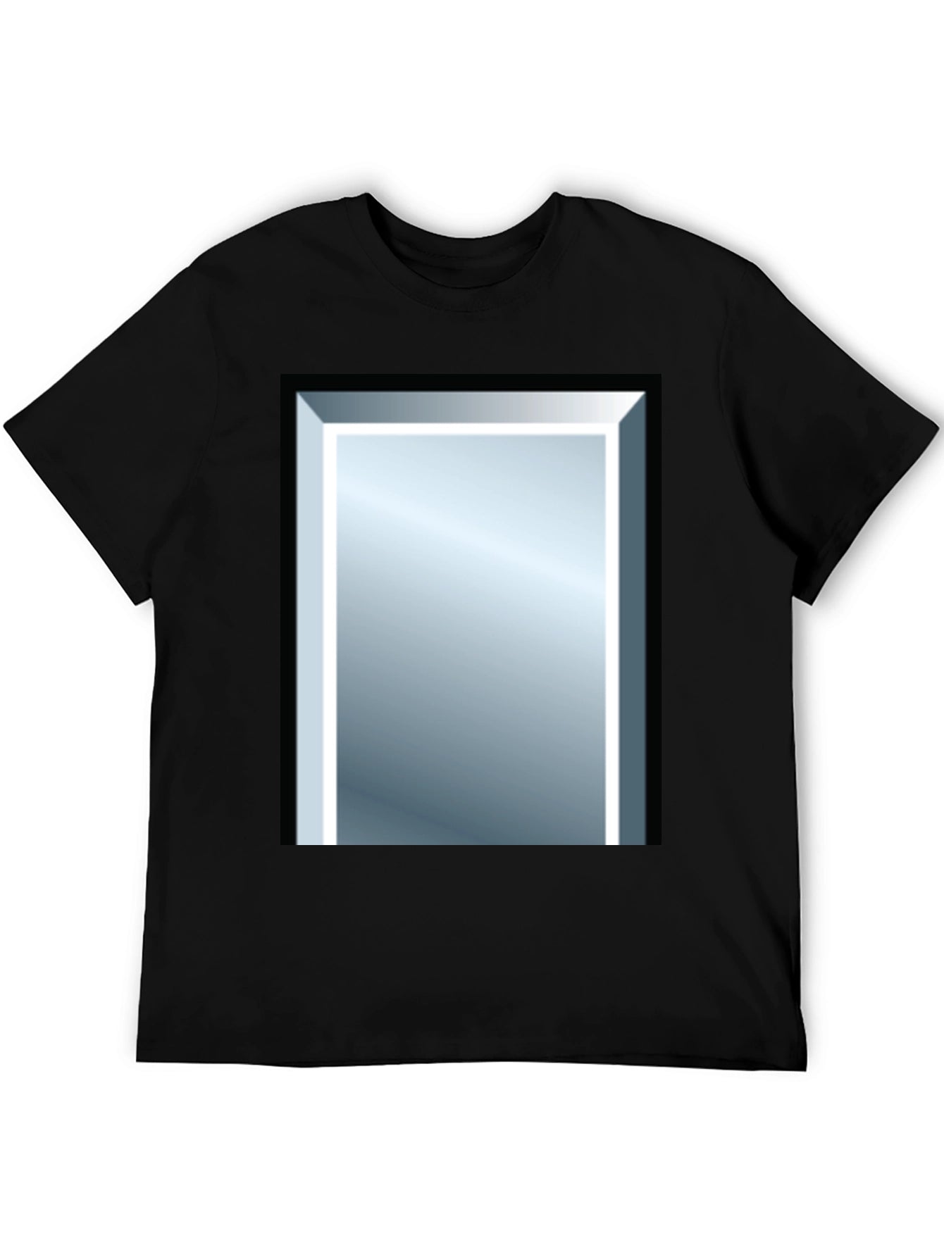 Black Tee with Rectangular Mirror Graphic