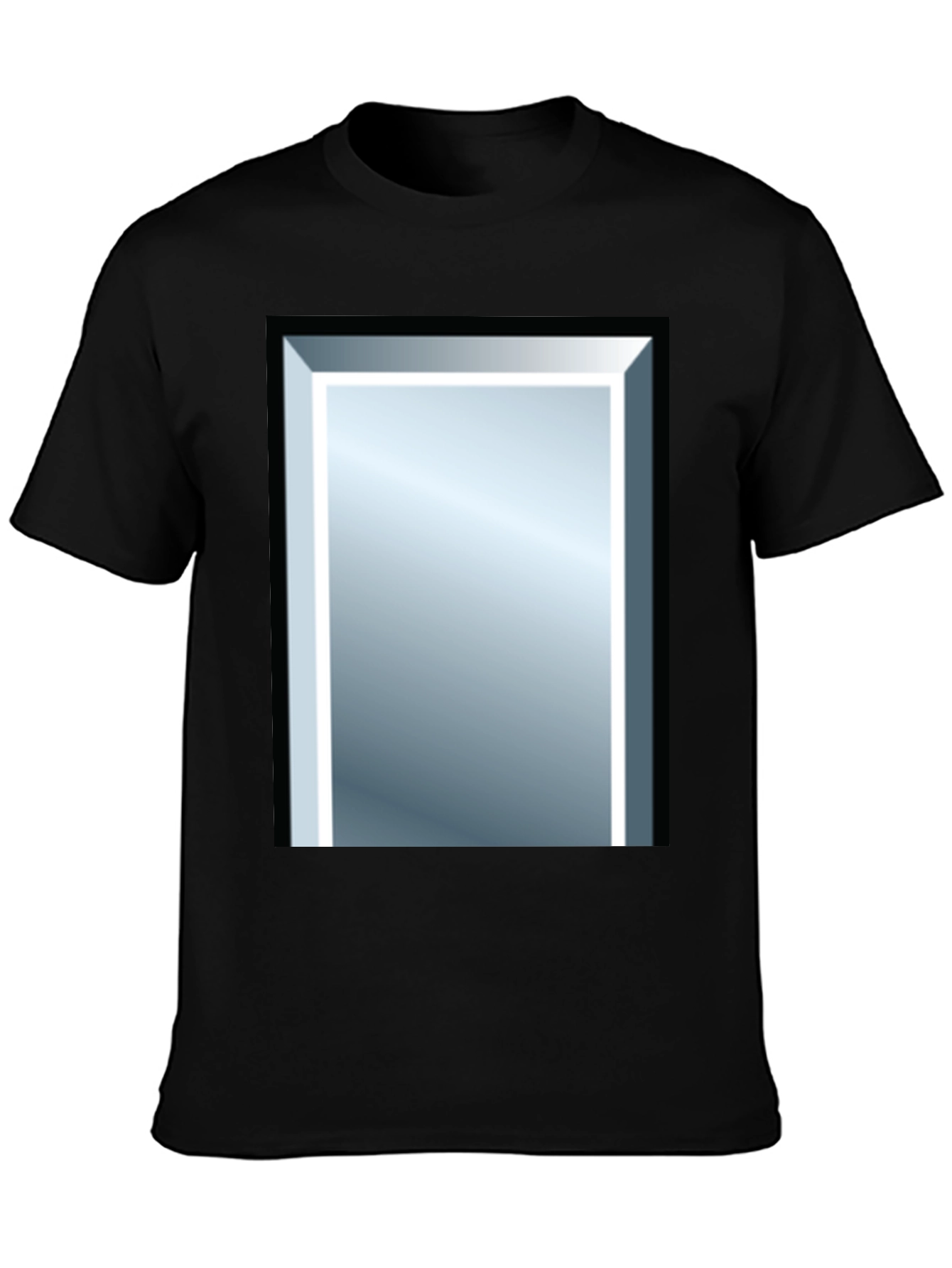 Black Tee with Rectangular Mirror Graphic