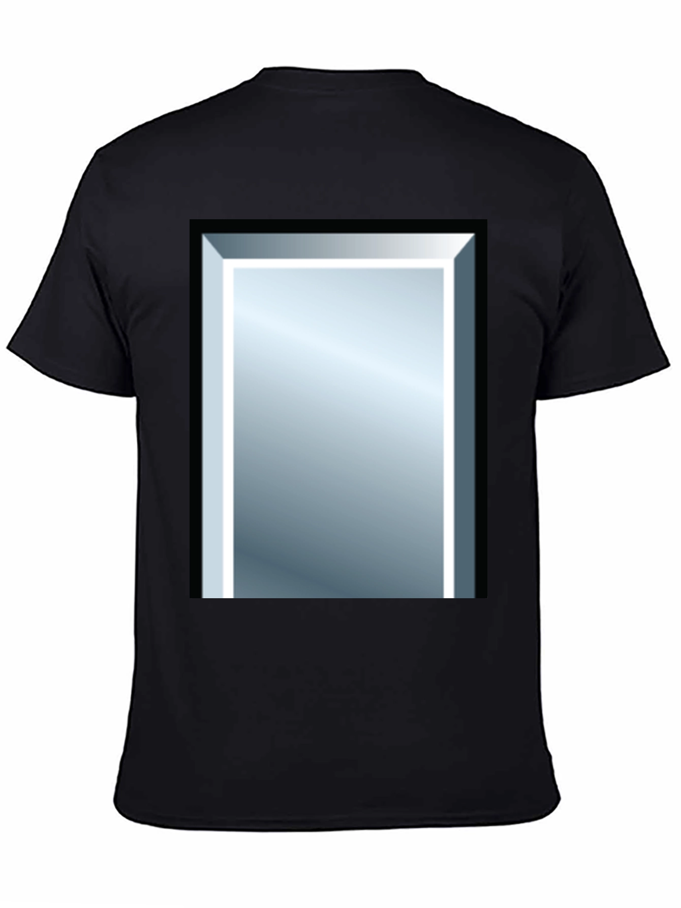 Black Tee with Rectangular Mirror Graphic