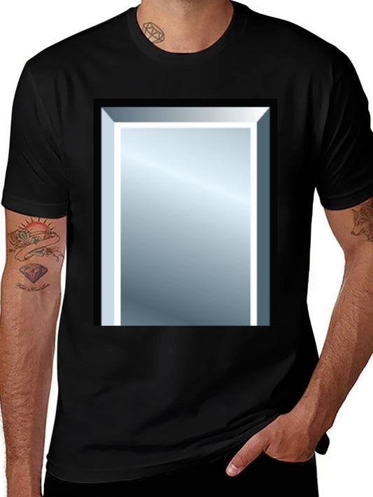 Black Tee with Rectangular Mirror Graphic