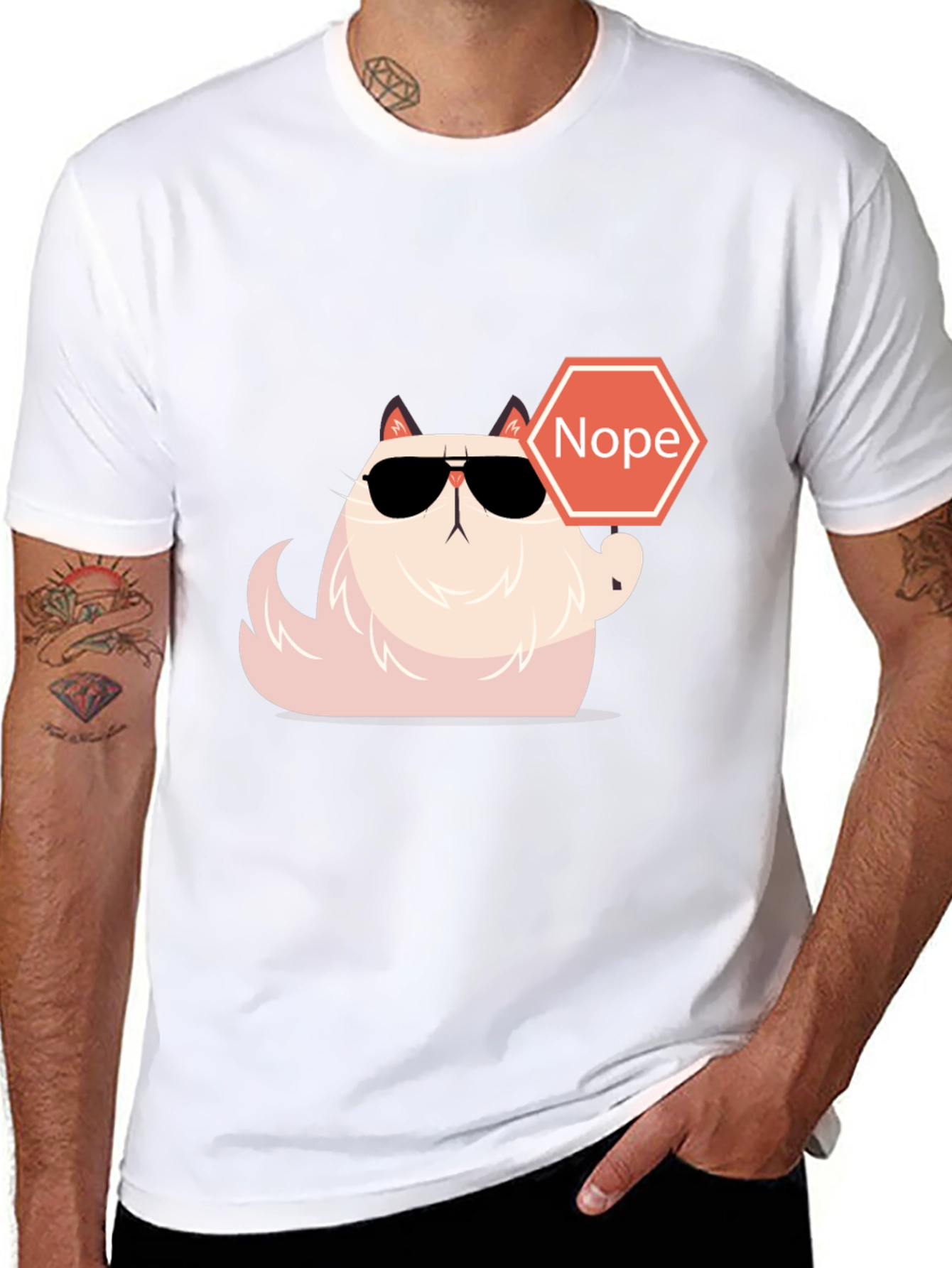 Cool Cat Nope T-Shirt - Funny Graphic Tee