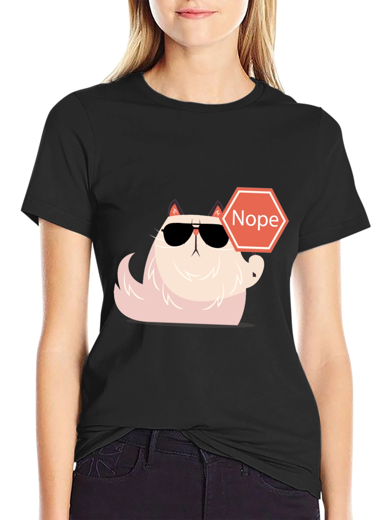 Cool Cat Nope T-Shirt - Funny Graphic Tee