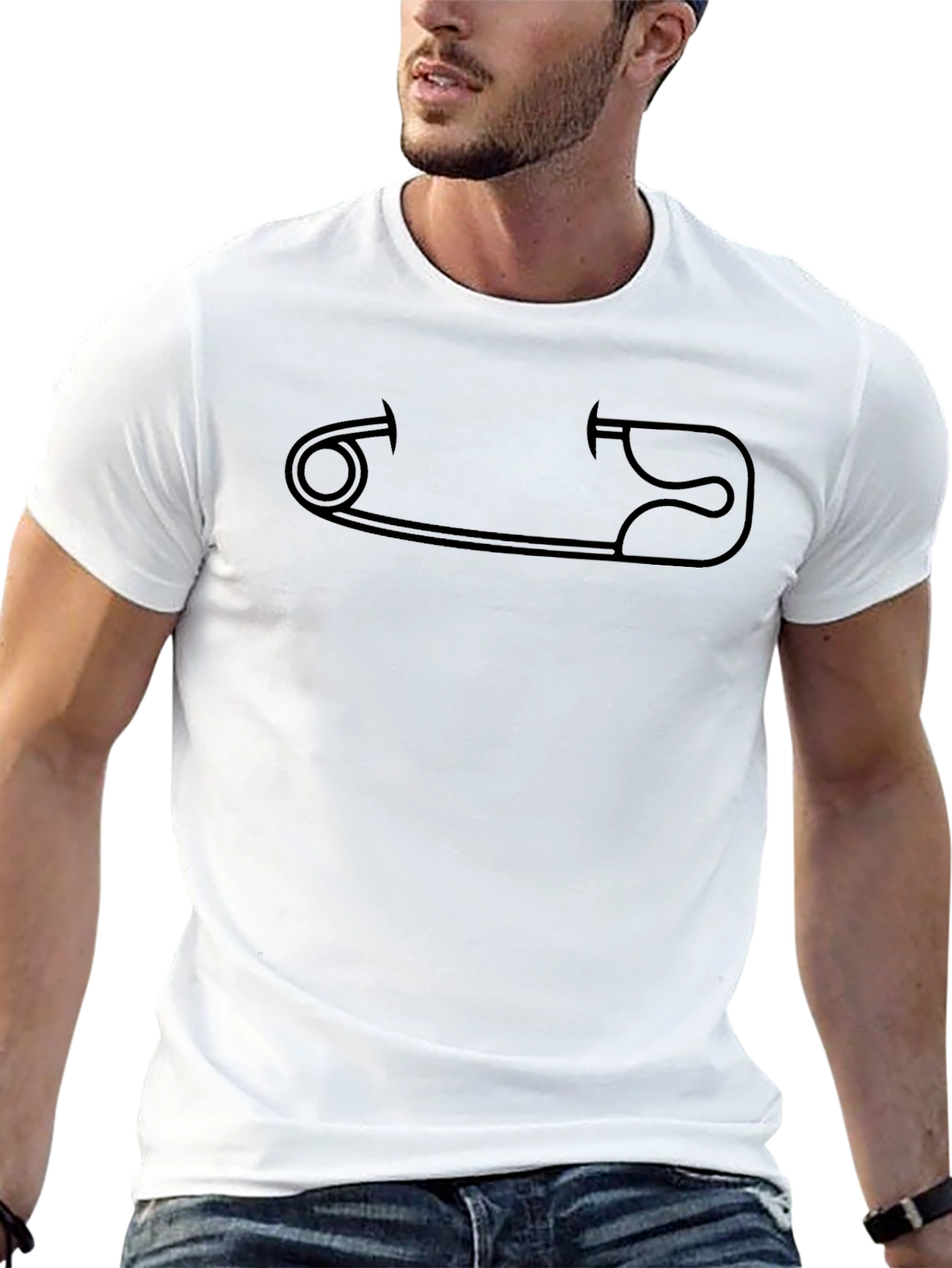 Safety Pin Graphic T-Shirt - Black