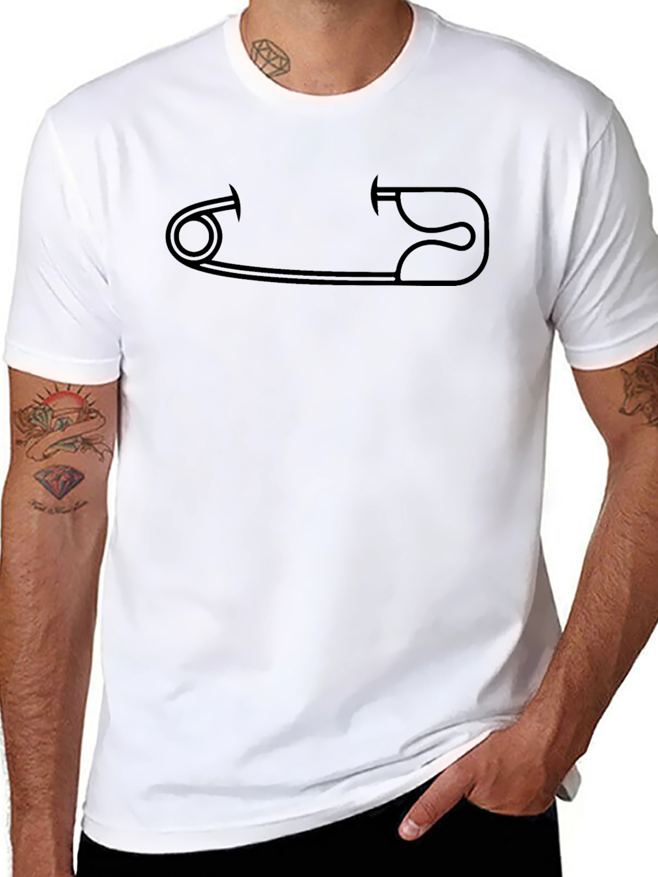 Safety Pin Graphic T-Shirt - Black