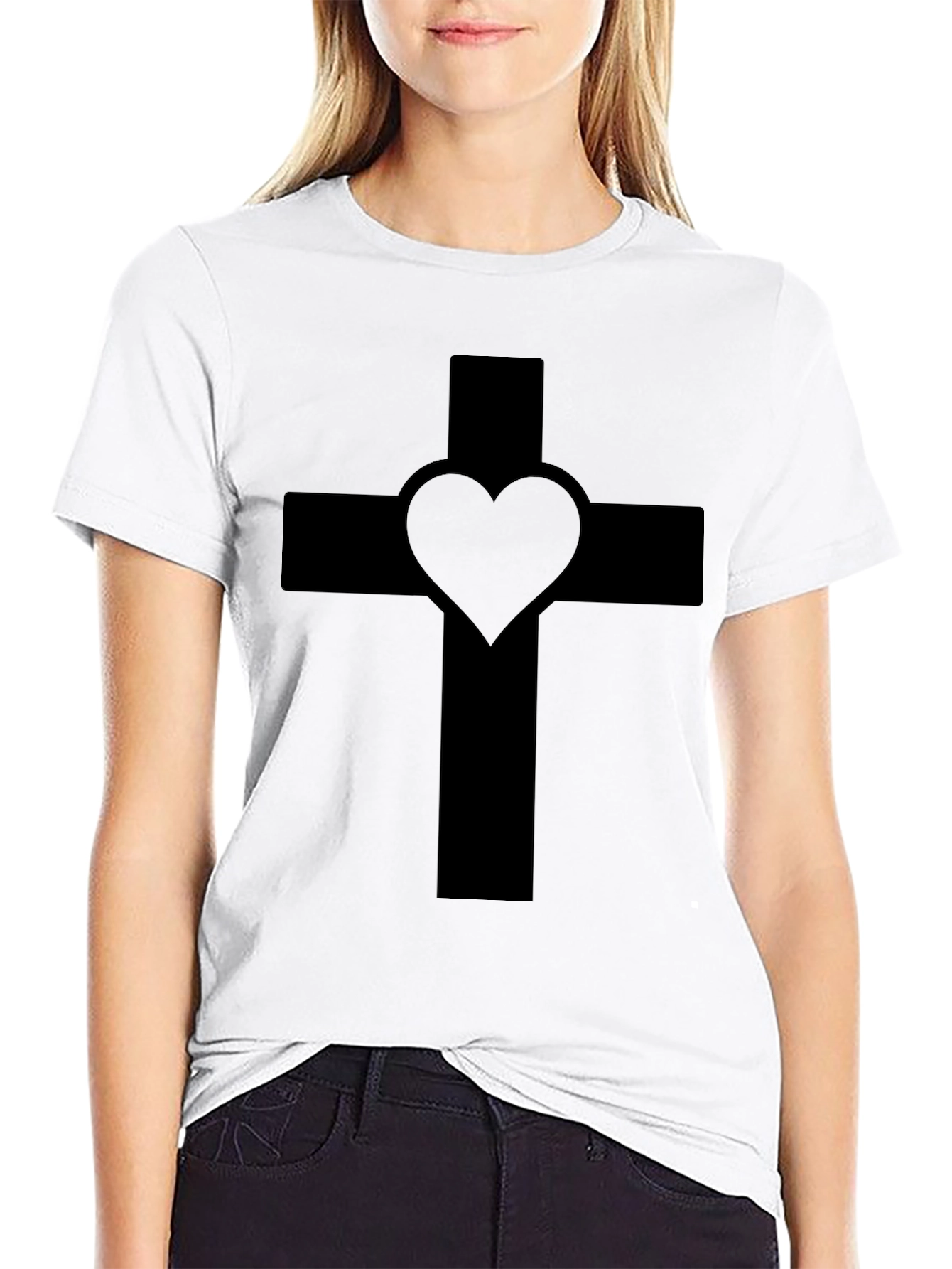 Heart Cross Black T-Shirt
