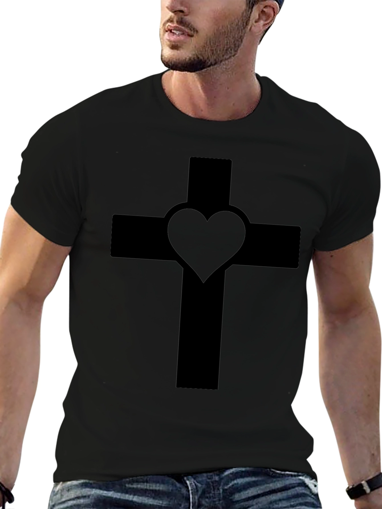 Heart Cross Black T-Shirt