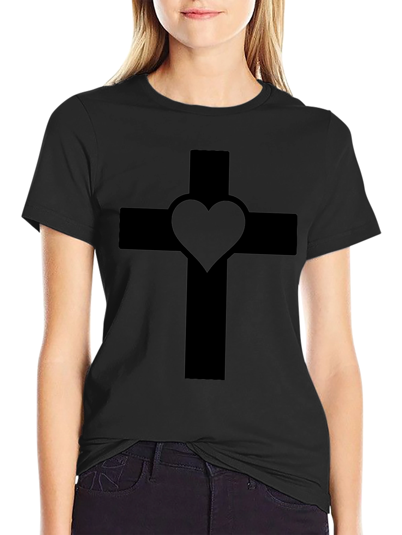 Heart Cross Black T-Shirt