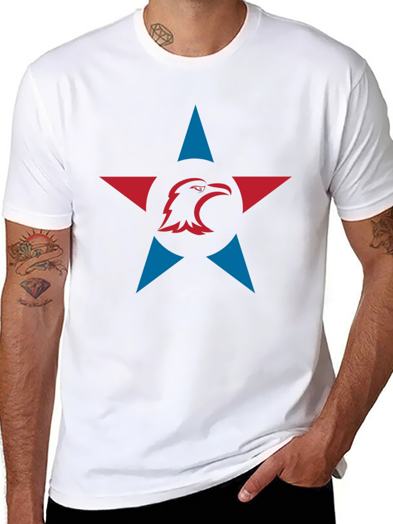 Eagle Star Graphic Tee - Black Cotton Blend T-Shirt