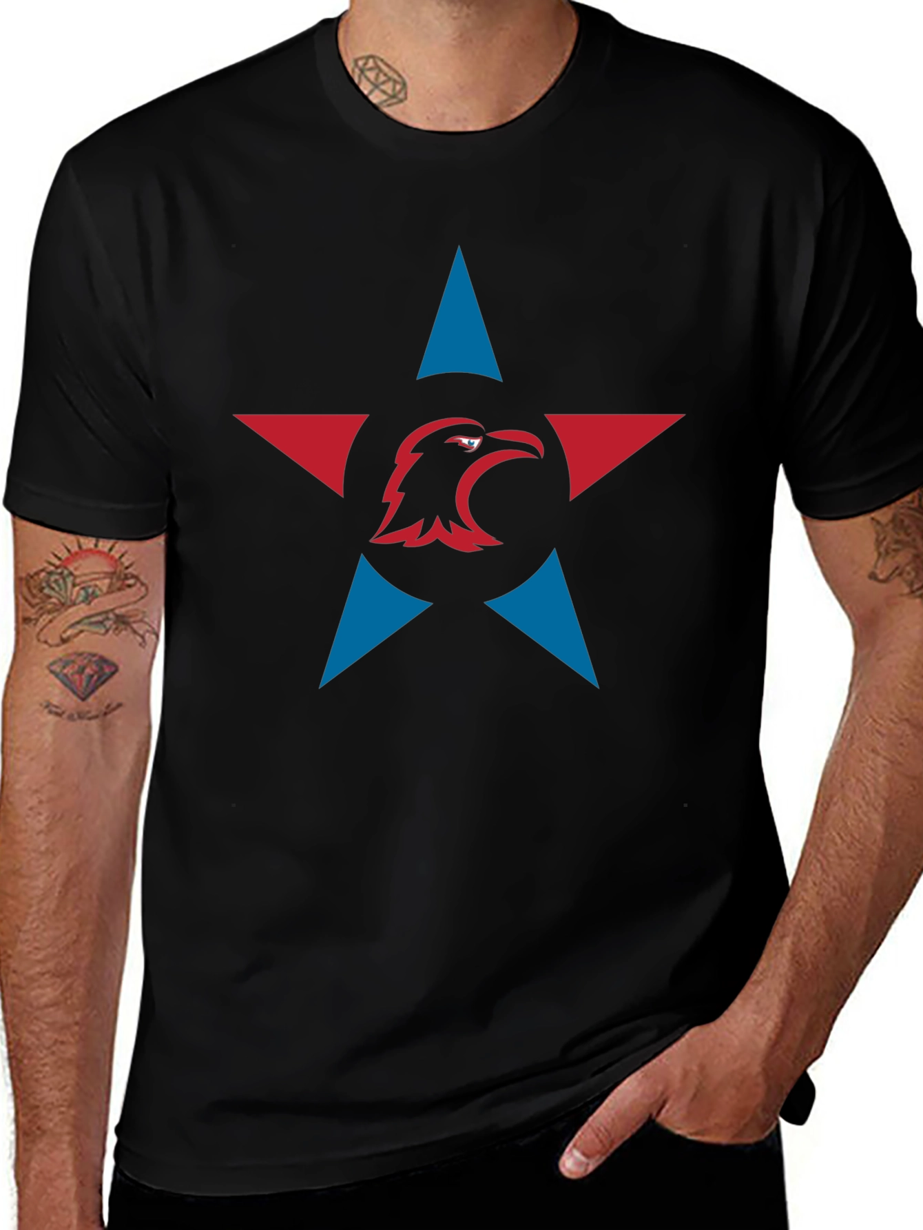 Eagle Star Graphic Tee - Black Cotton Blend T-Shirt